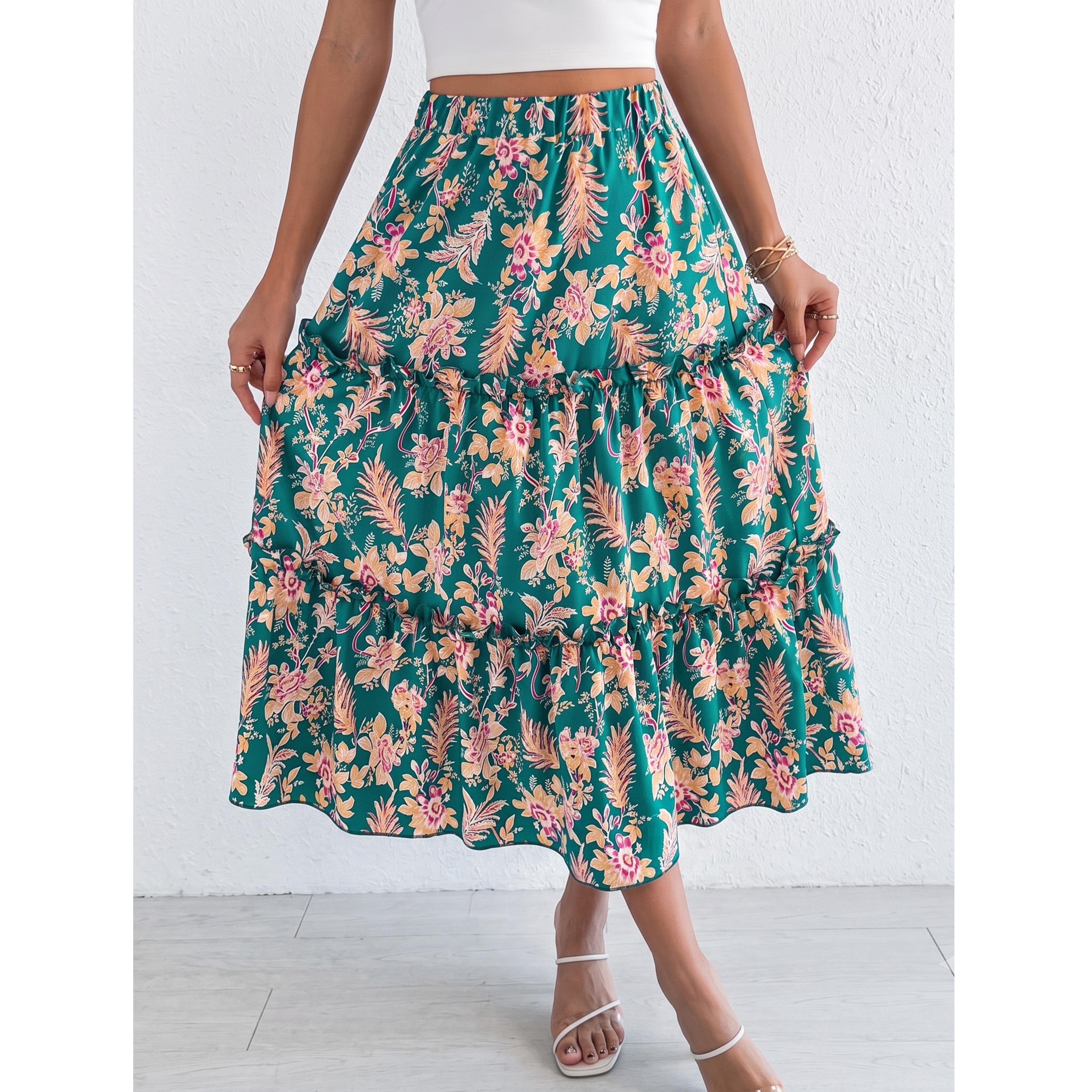 تنورة ميدي بطبقات ونقشة الزهور-women-clothing-skirts-image-1