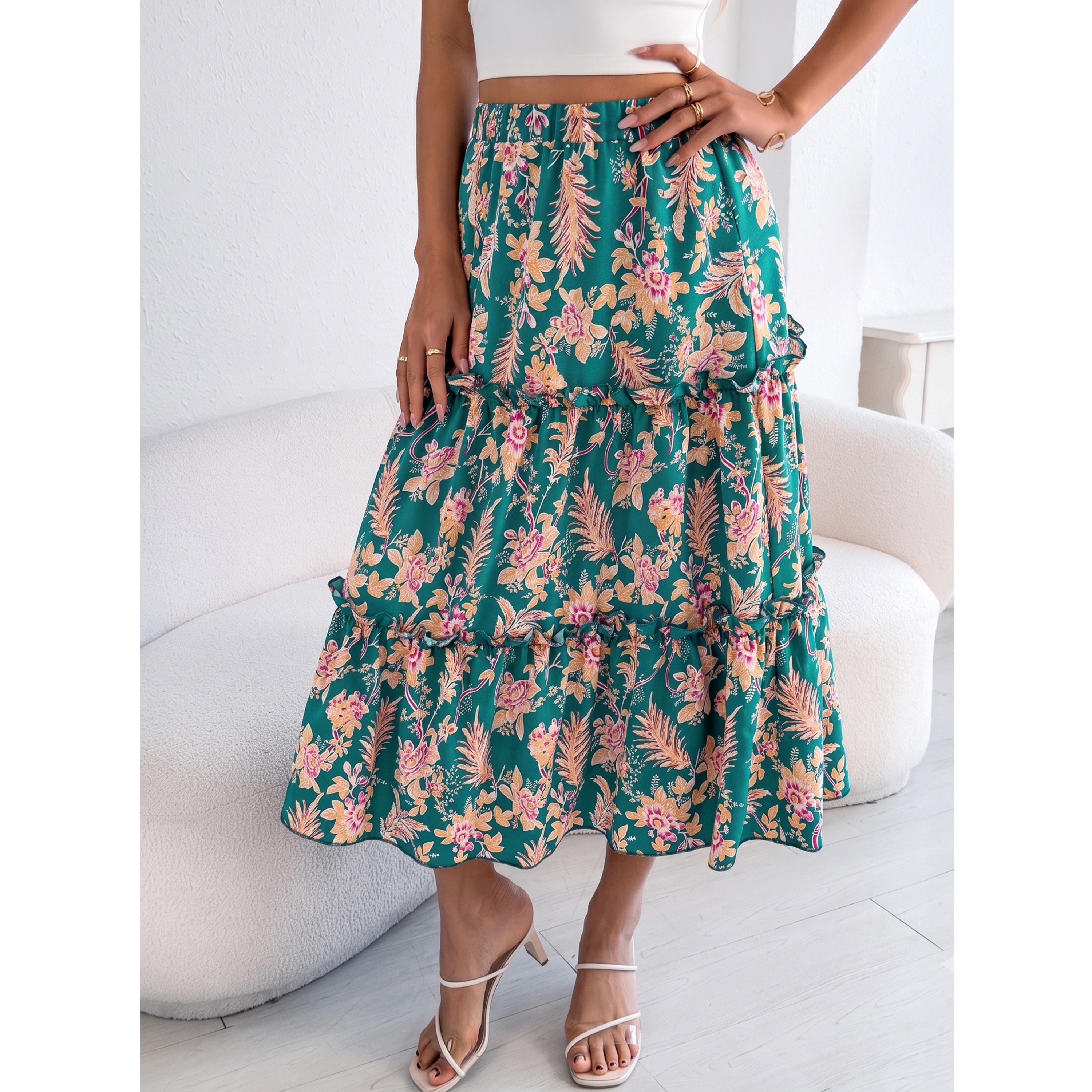 تنورة ميدي بطبقات ونقشة الزهور-women-clothing-skirts-image-4