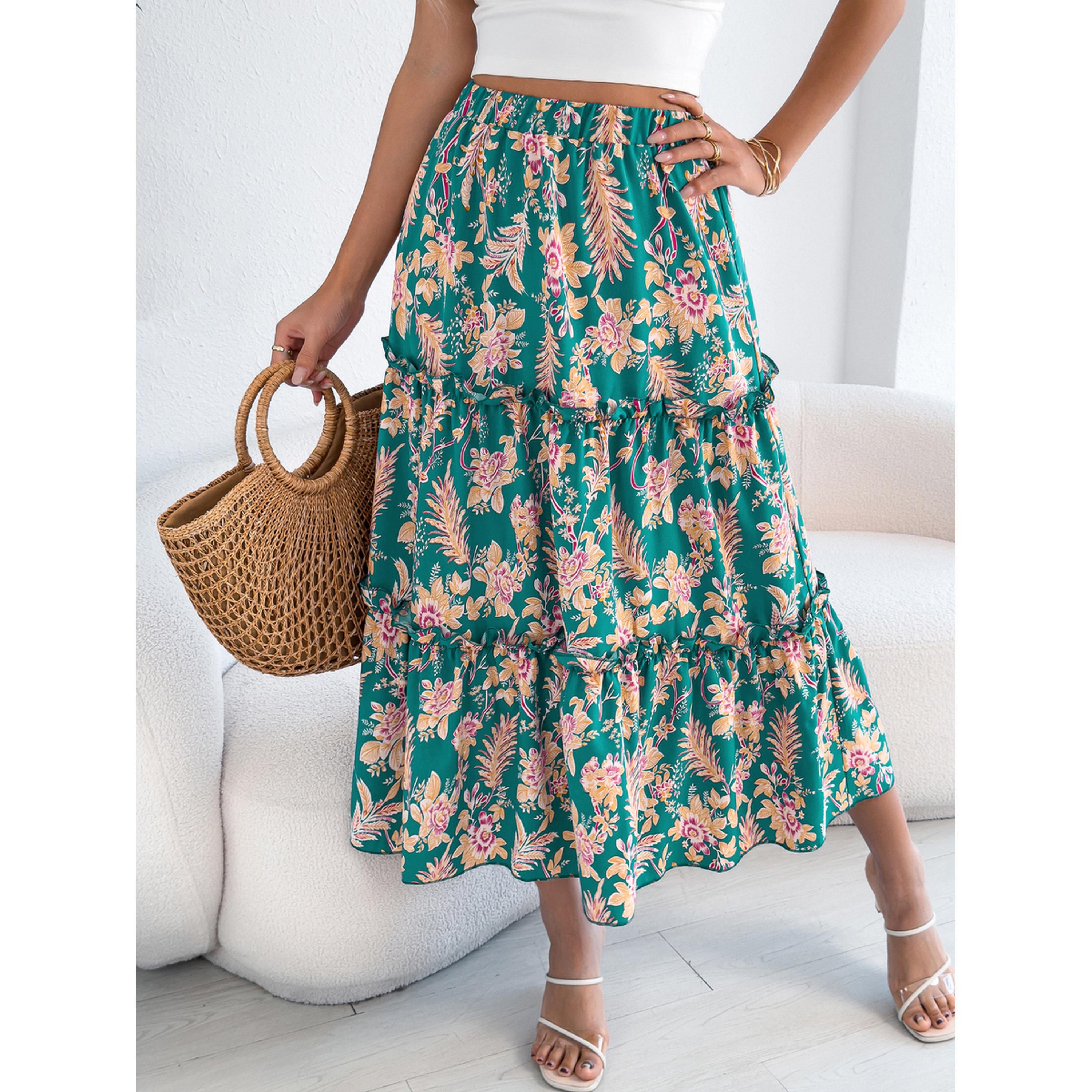 تنورة ميدي بطبقات ونقشة الزهور-women-clothing-skirts-image-5