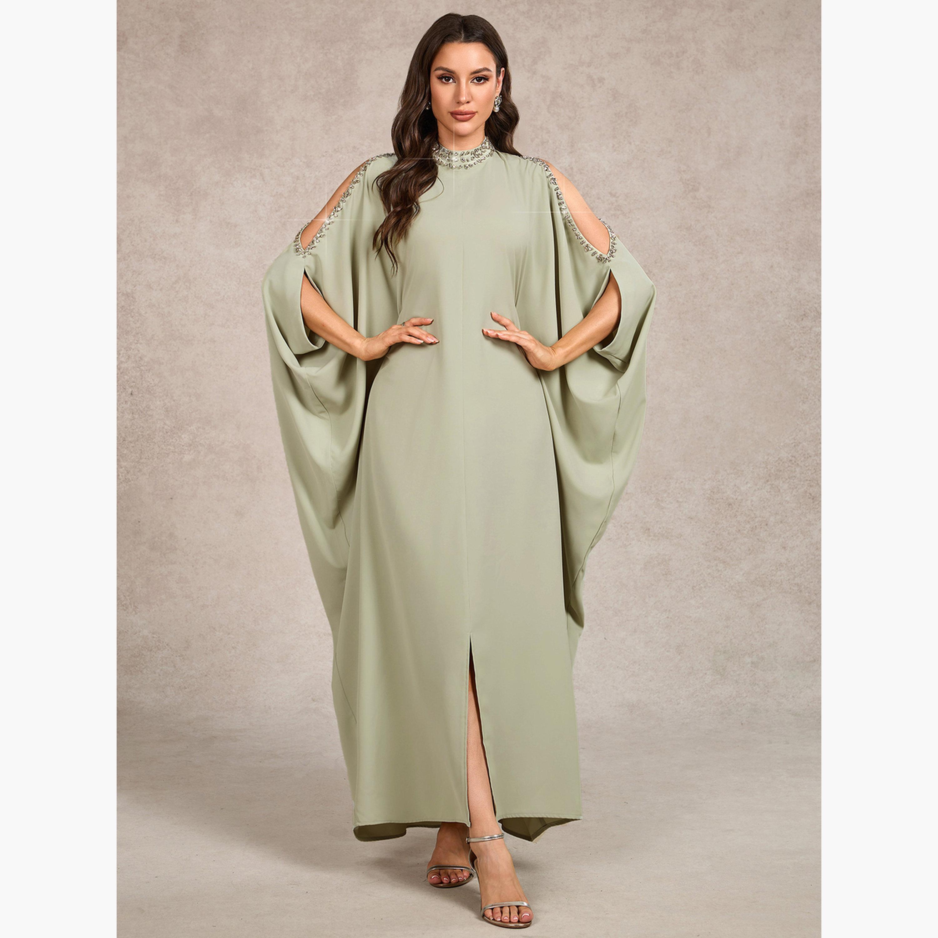 فستان طويل بأكتاف مكشوفة وتفاصيل دبابيس-women-clothing-dresses-image-1