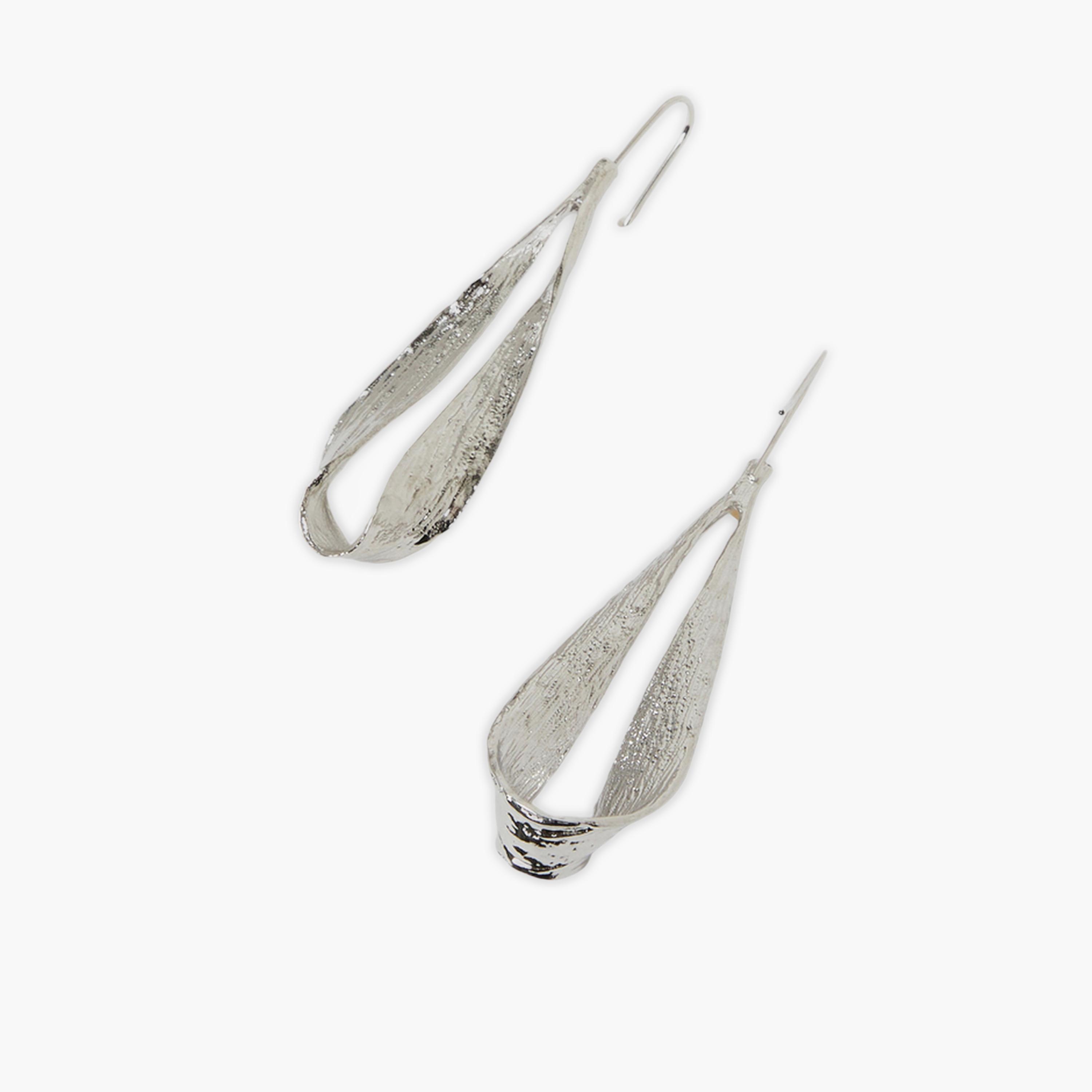 Styli Silver Textured Drop Earrings-women-watchesandjewellery-jewellery-earrings-image-3