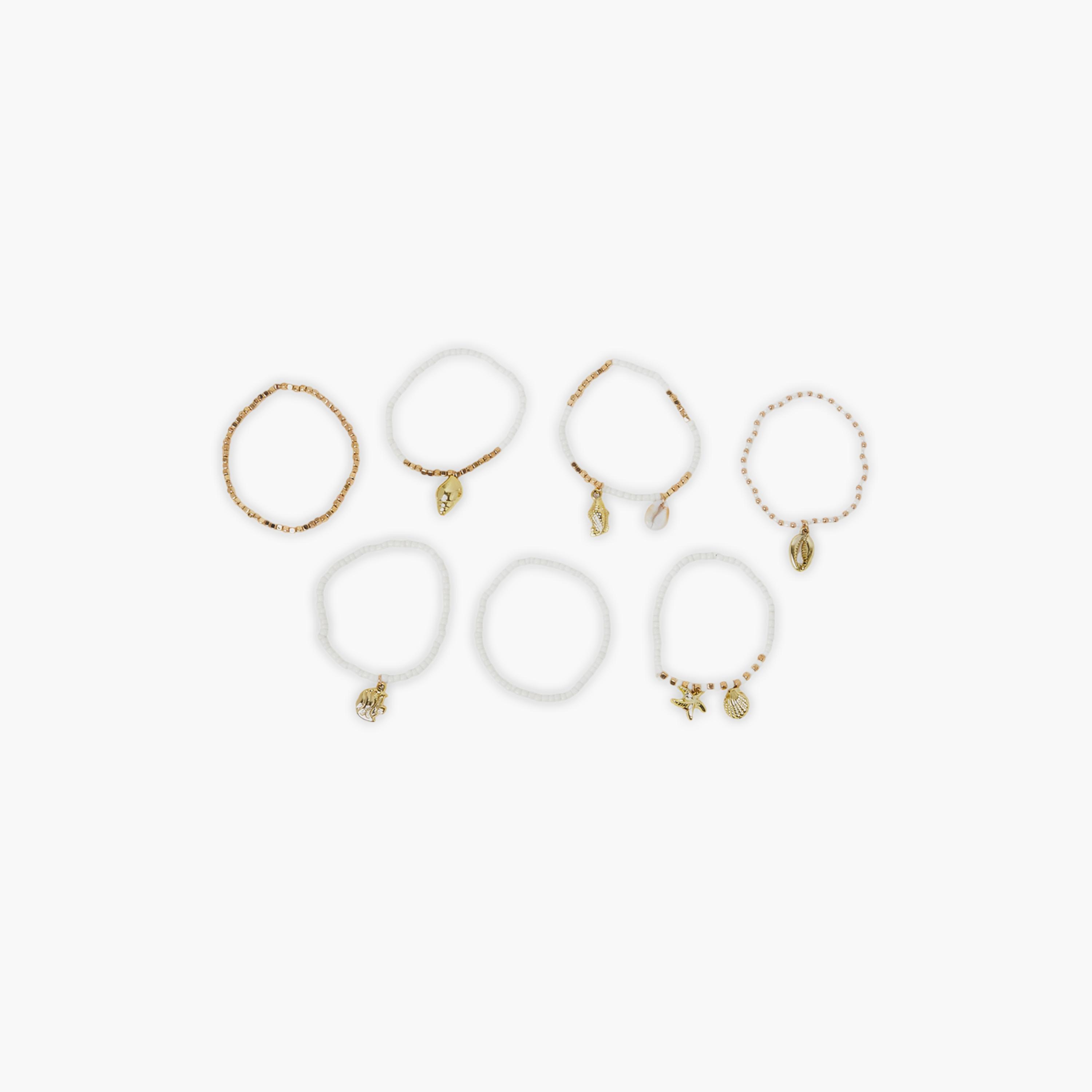 مجموعة من 7 قطع خلاخيل مزينة بالخرز-women-watchesandjewellery-jewellery-anklets-image-1