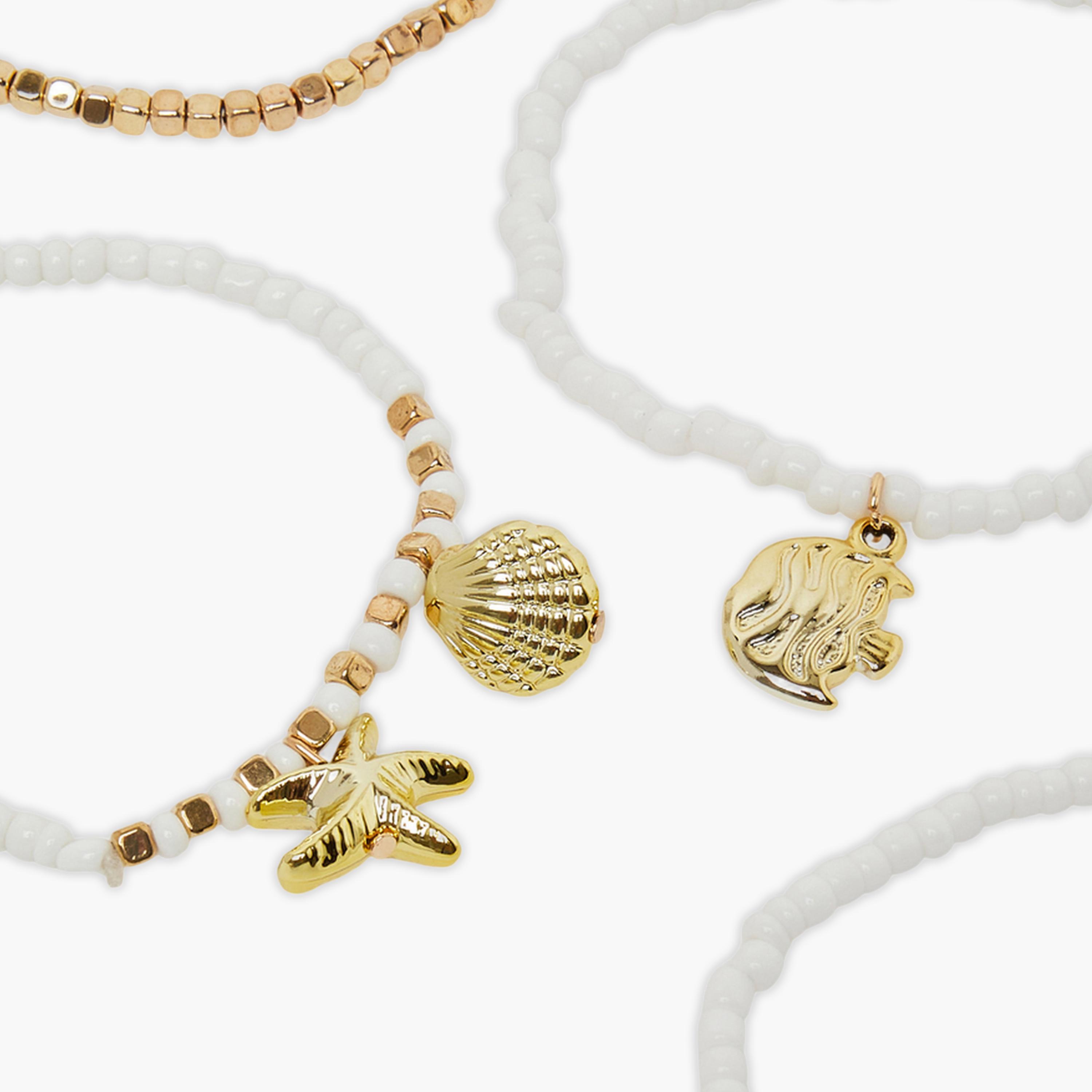 مجموعة من 7 قطع خلاخيل مزينة بالخرز-women-watchesandjewellery-jewellery-anklets-image-2