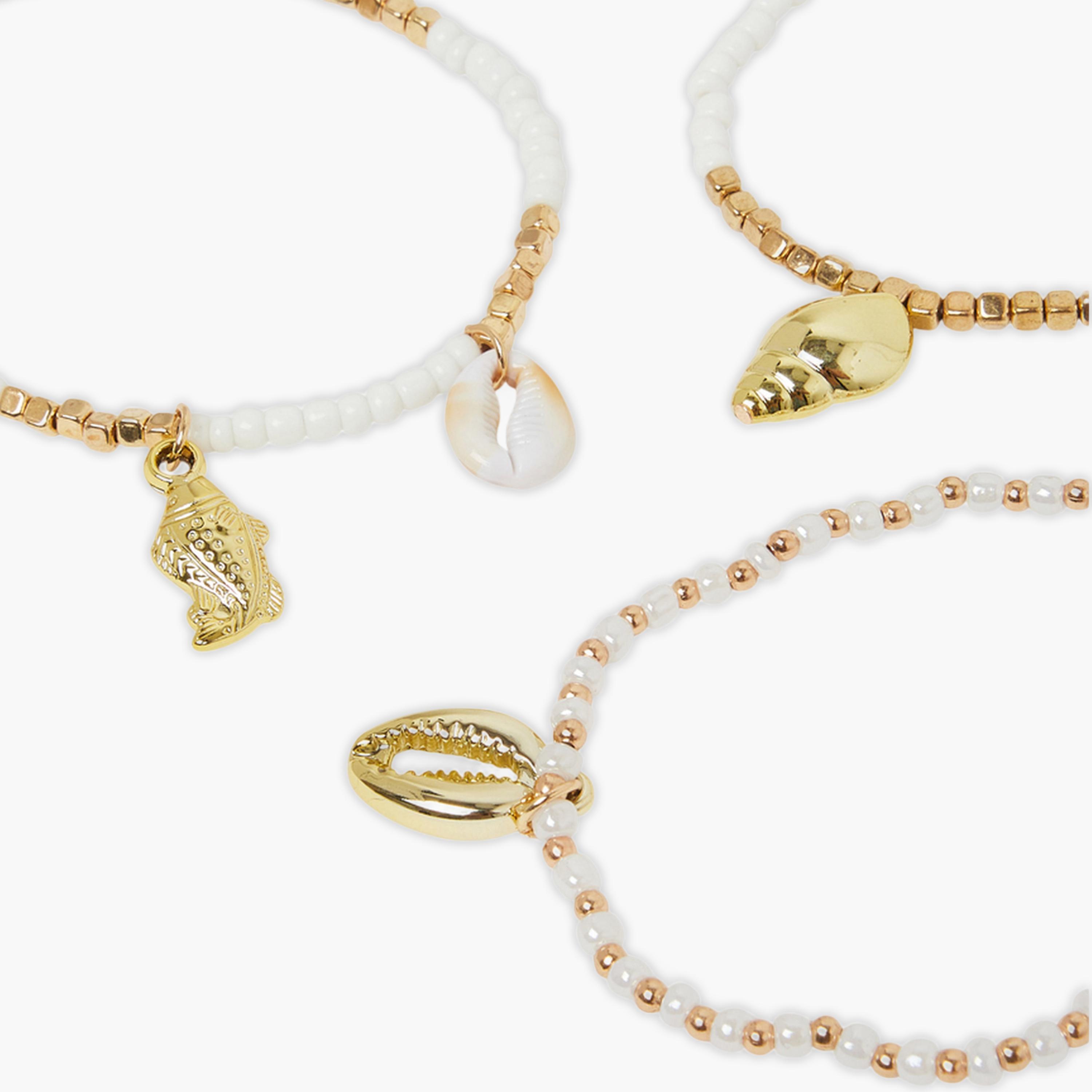 مجموعة من 7 قطع خلاخيل مزينة بالخرز-women-watchesandjewellery-jewellery-anklets-image-3