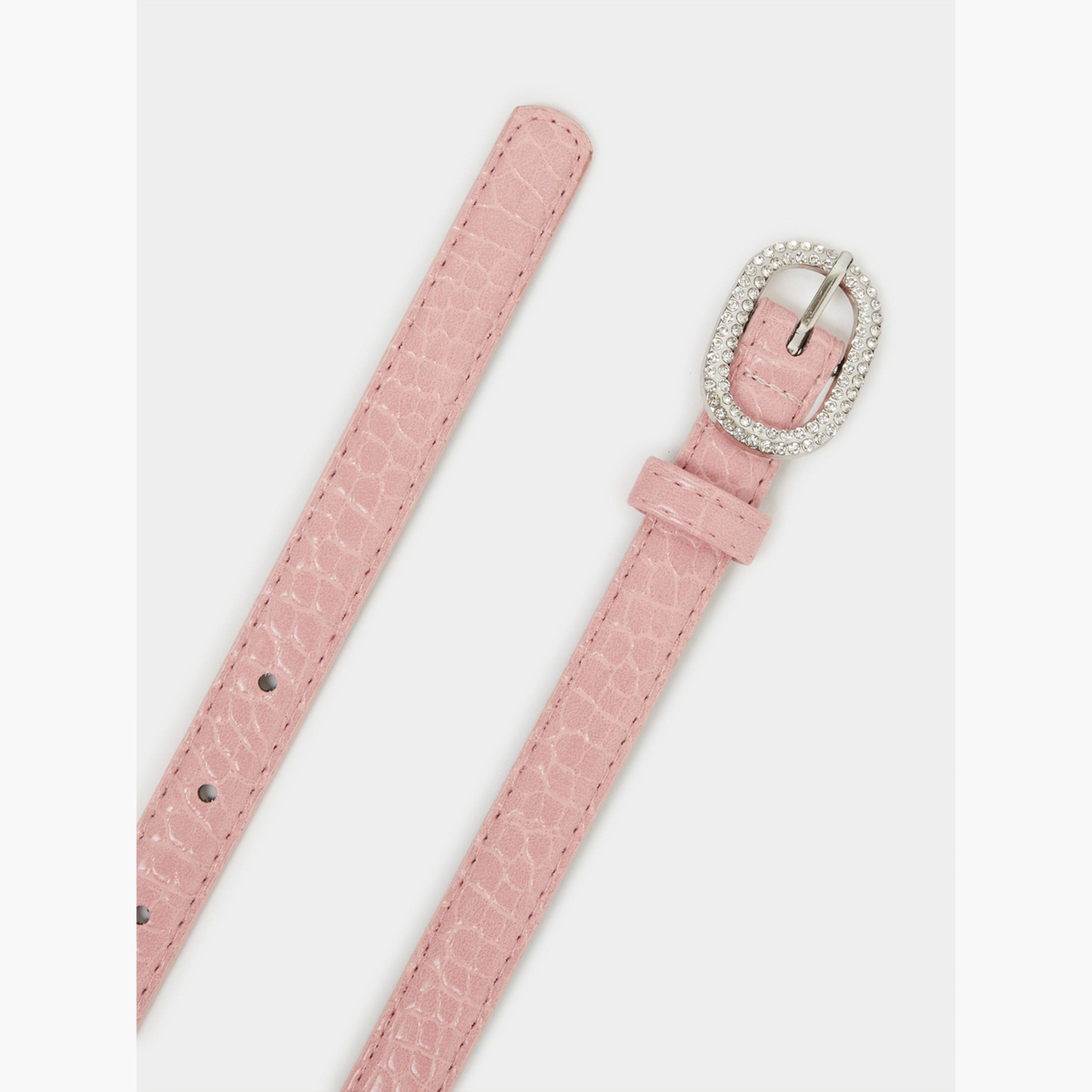 حزام رفيع بإبزيم مزين لون وردي-women-clothingaccessories-belts-image-3