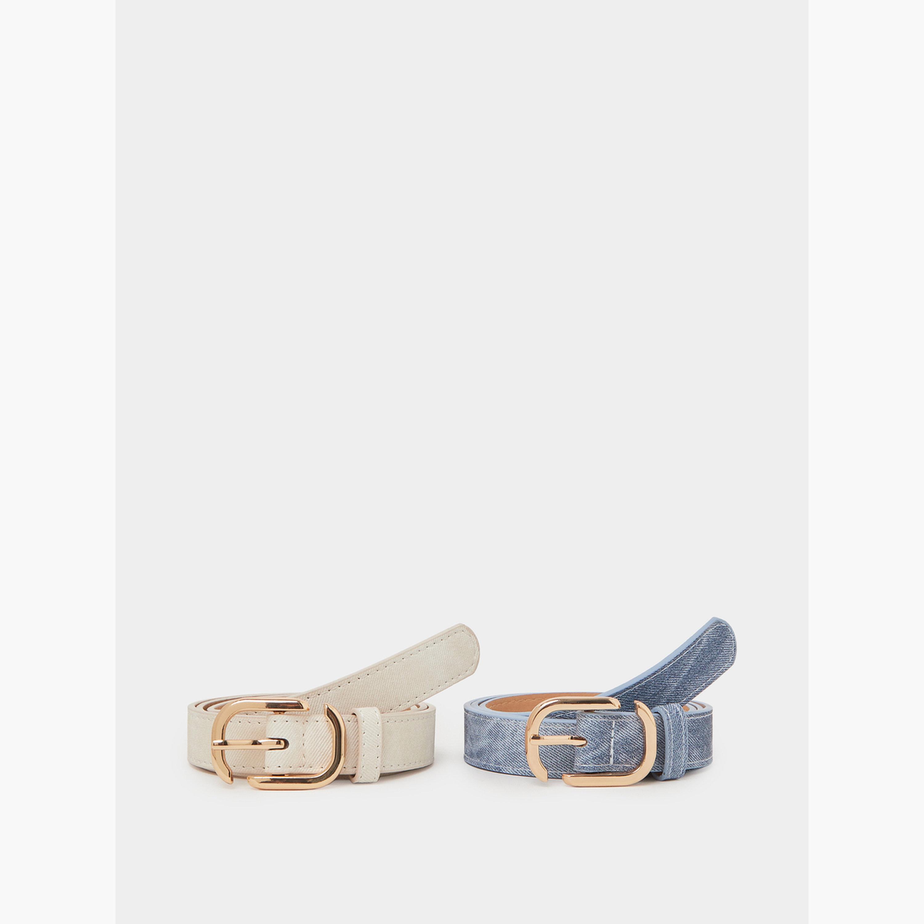مجموعة من قطعتين حزام رفيع بإبزيم معدني-women-clothingaccessories-belts-image-1