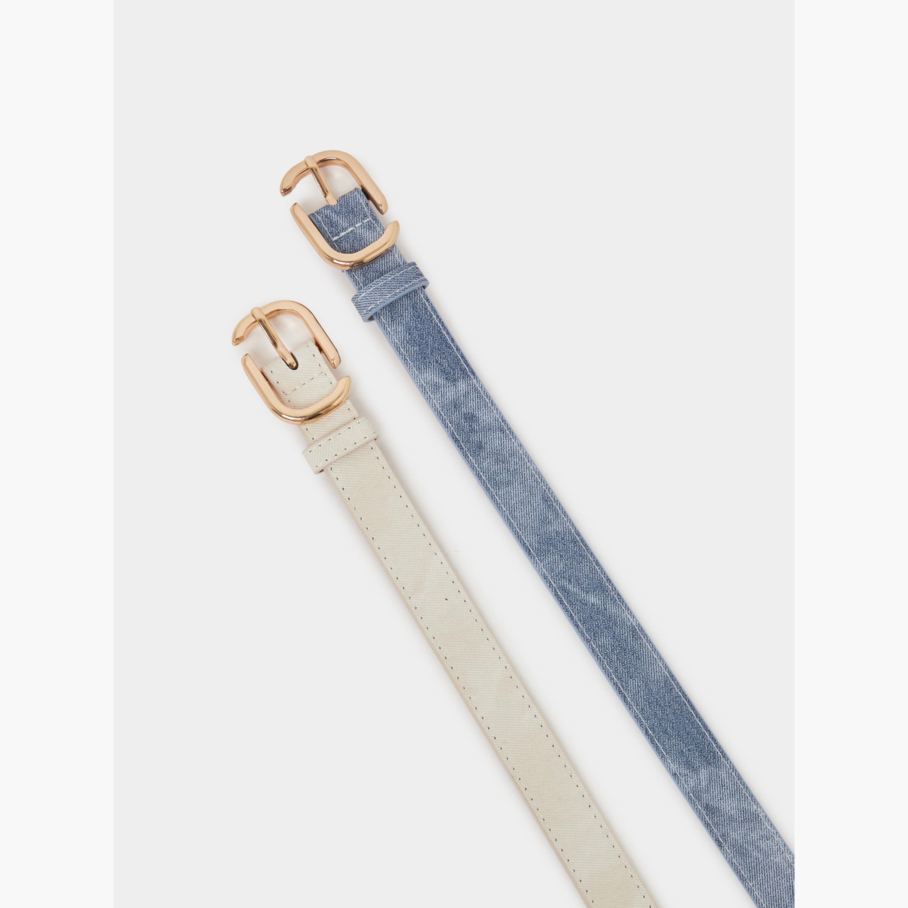 مجموعة من قطعتين حزام رفيع بإبزيم معدني-women-clothingaccessories-belts-image-4