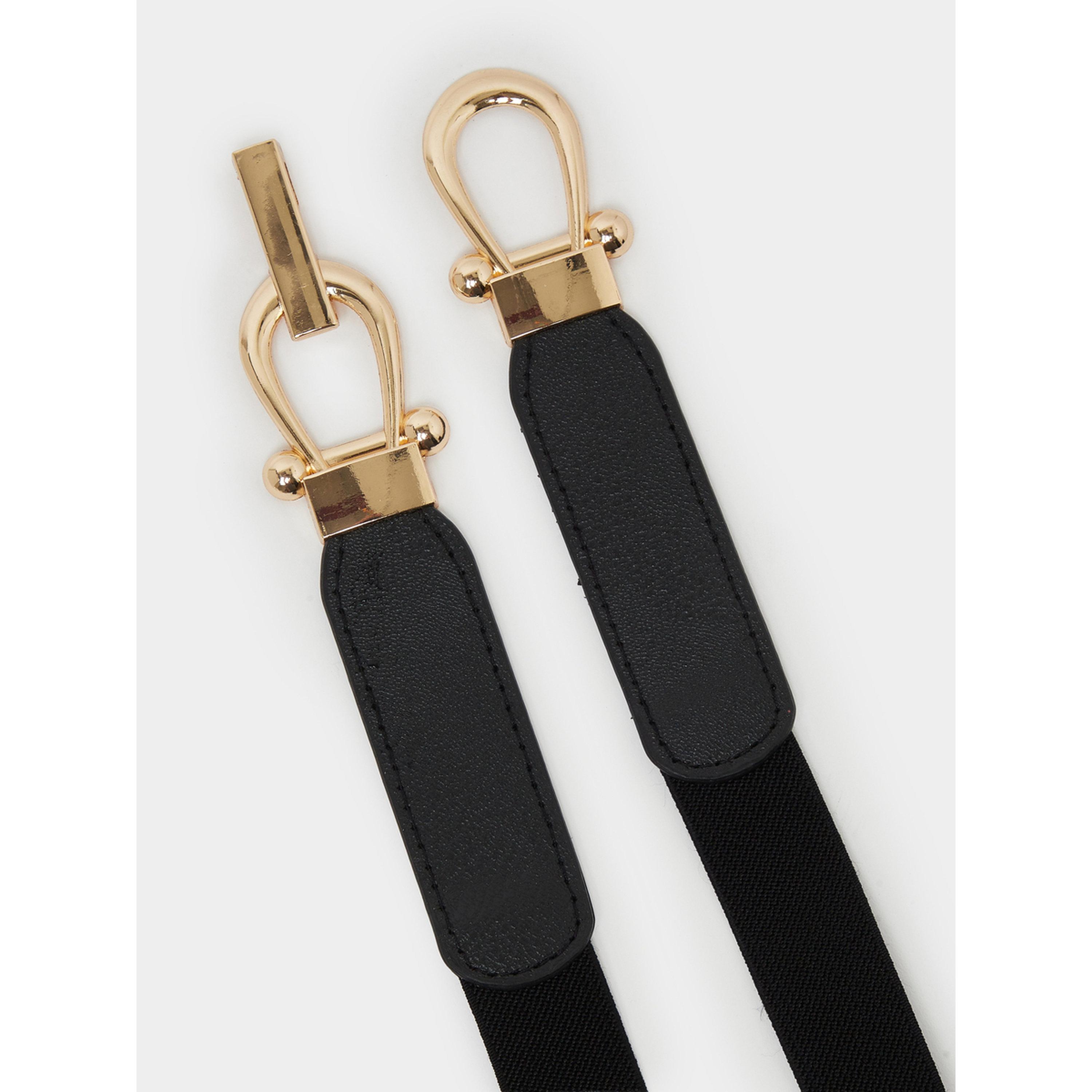 حزام مطاطي بإبزيم خطاف لون أسود-women-clothingaccessories-belts-image-3