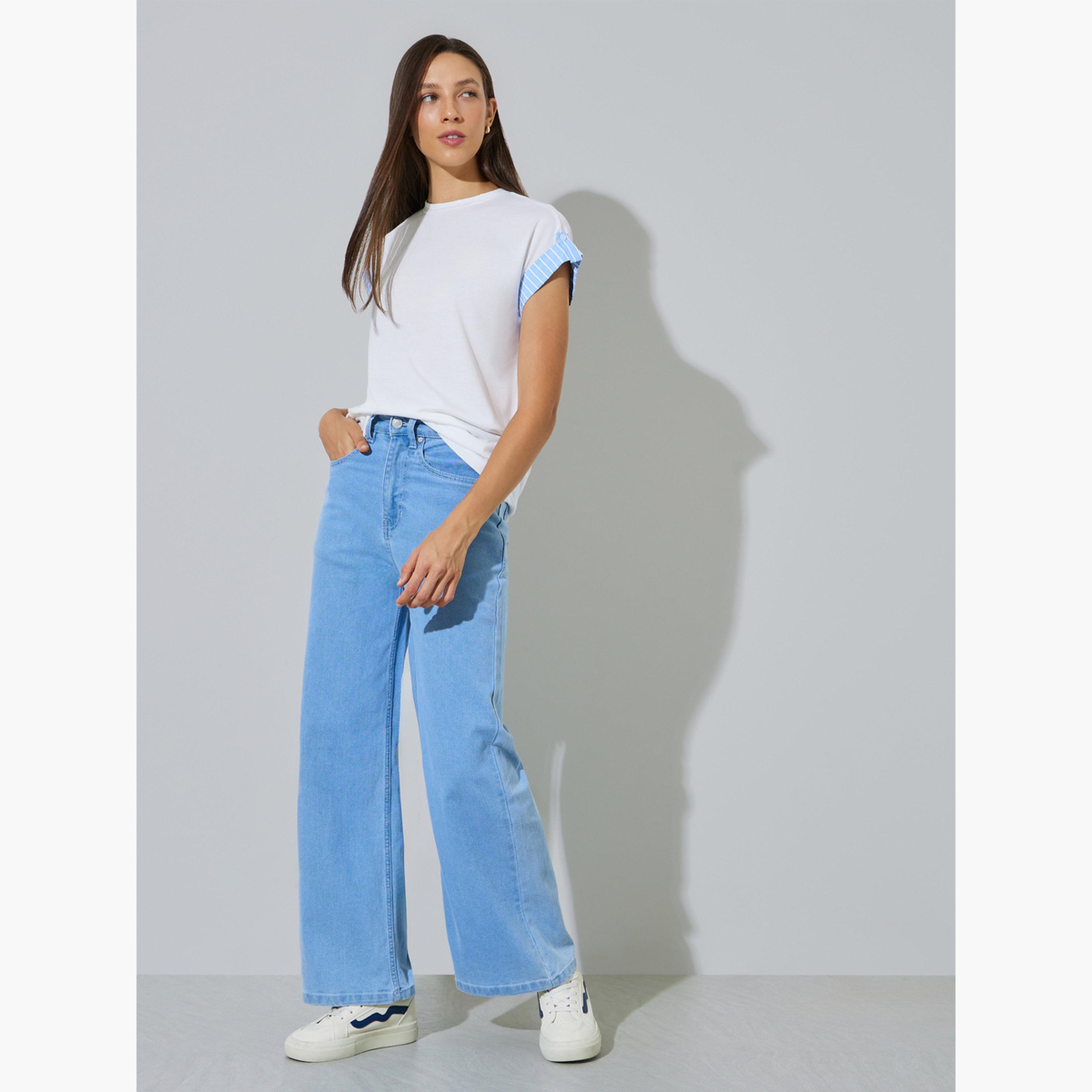 تيشيرت بأكمام ممتدة وأطراف أكمام متباينة-women-clothing-tshirts-image-2