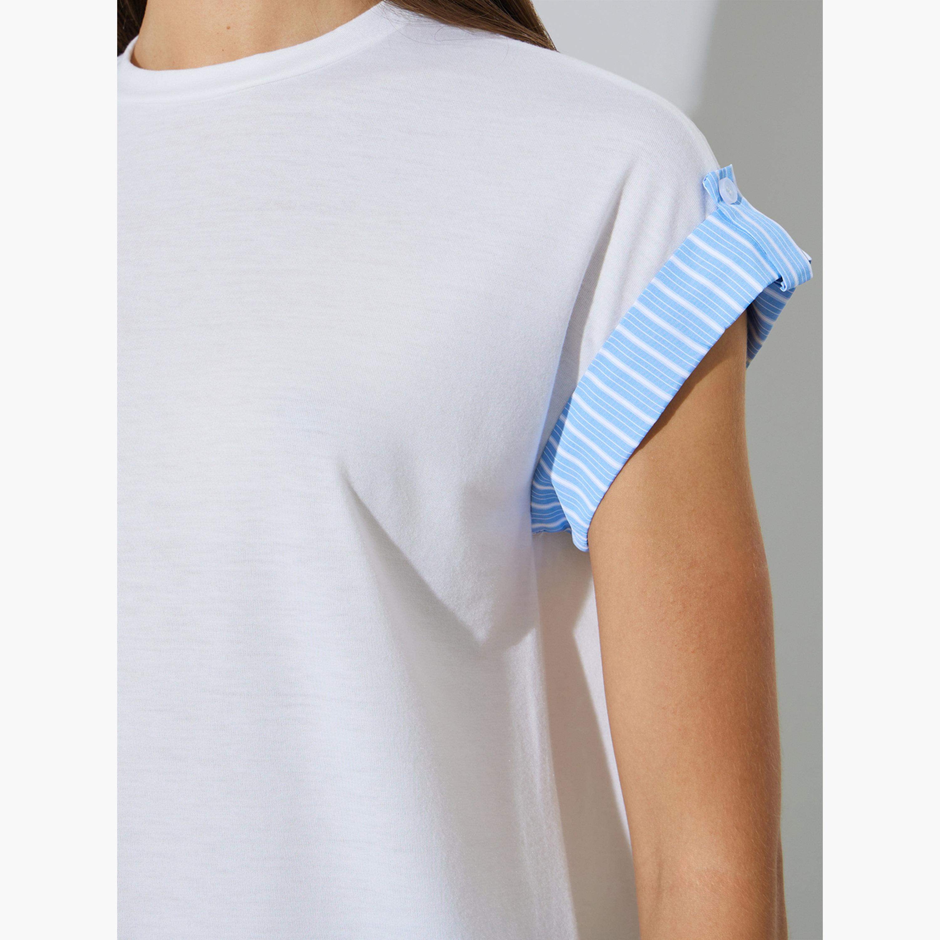 تيشيرت بأكمام ممتدة وأطراف أكمام متباينة-women-clothing-tshirts-image-5