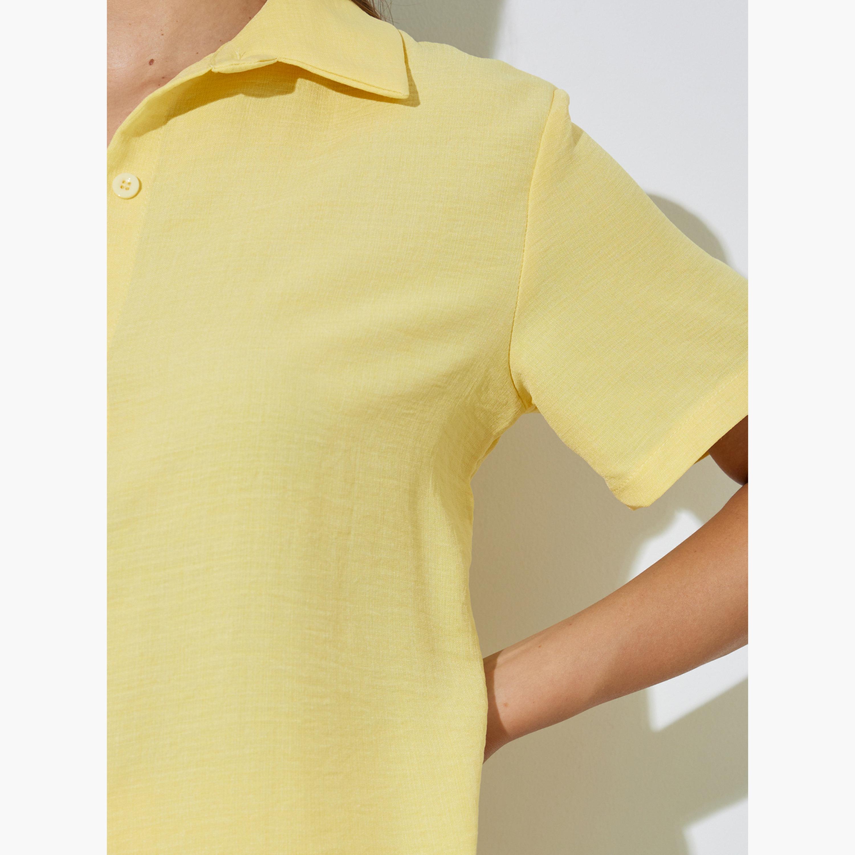 طقم منسق من بنطال بأرجل واسعة وقميص بمظهر الكتان-women-clothing-coordsets-image-6
