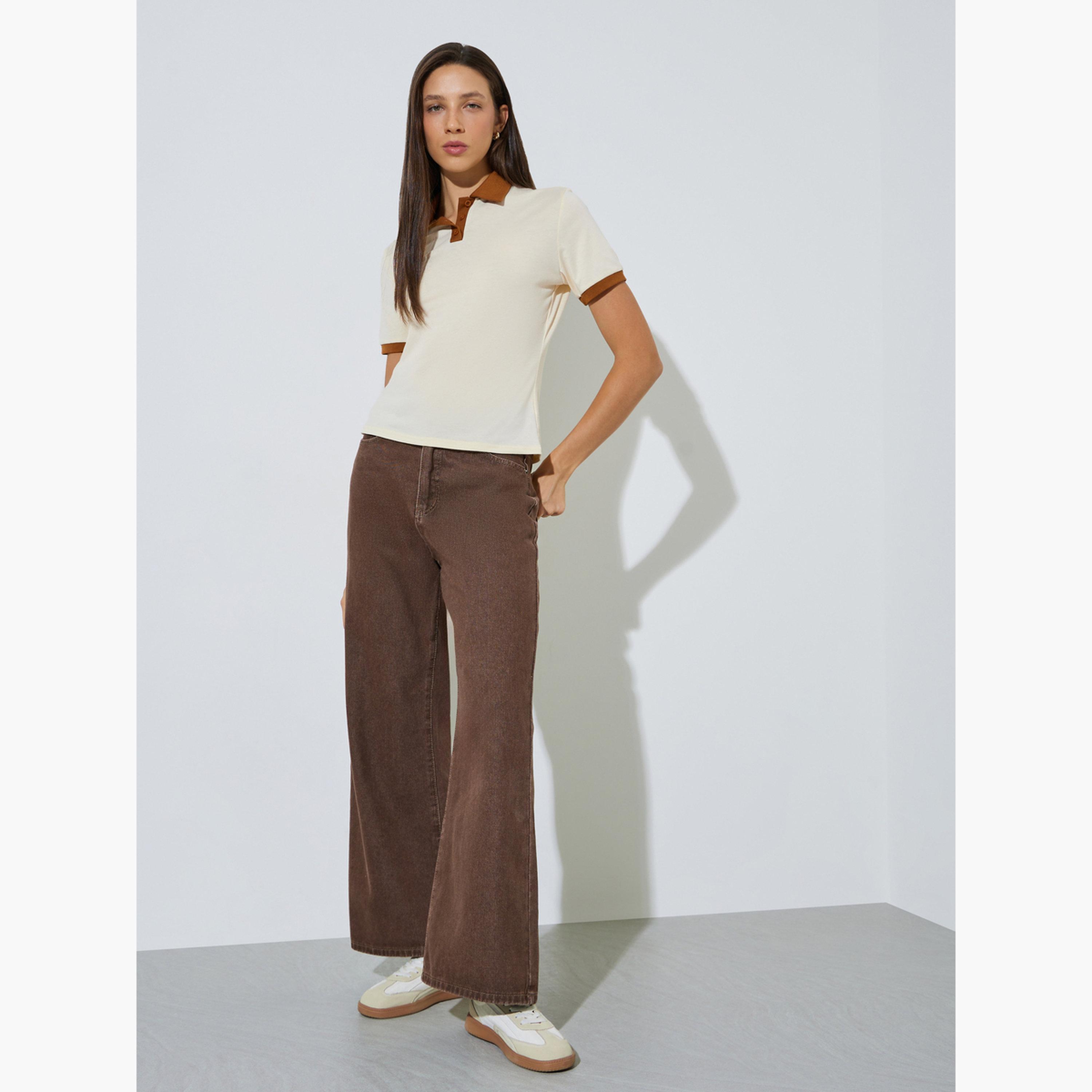 تيشيرت عادي سادة بياقة بولو-women-clothing-tshirts-image-2