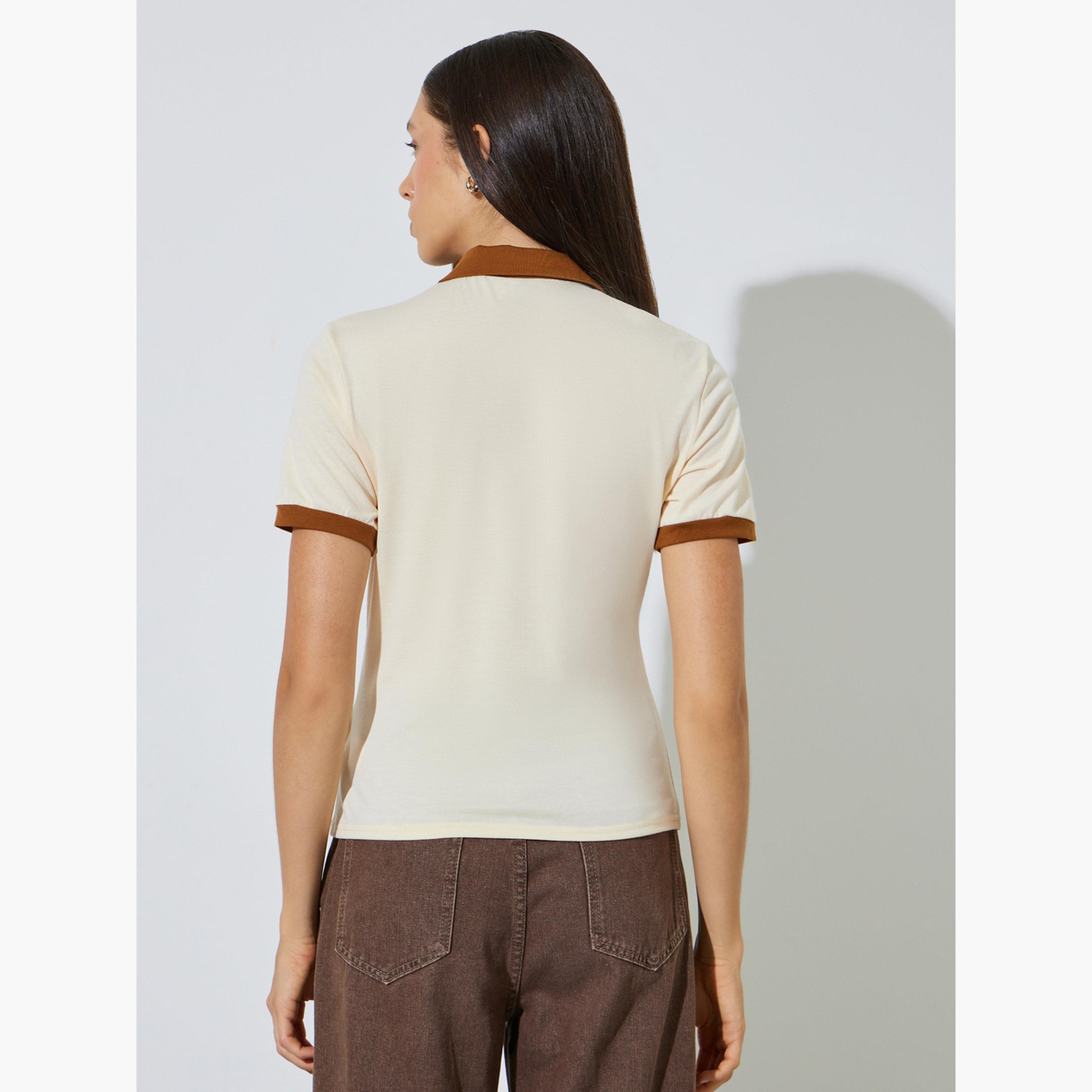 تيشيرت عادي سادة بياقة بولو-women-clothing-tshirts-image-4