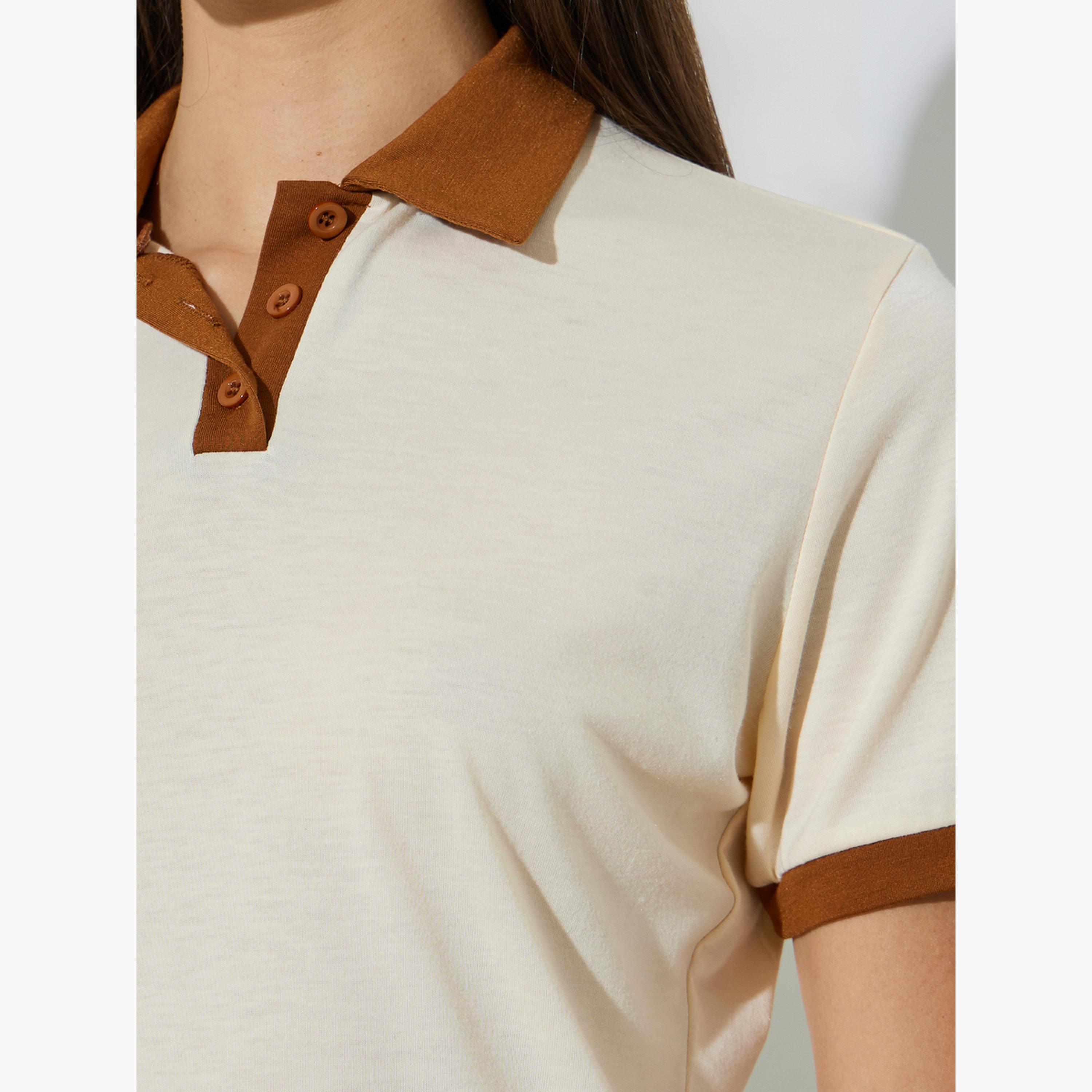 تيشيرت عادي سادة بياقة بولو-women-clothing-tshirts-image-5