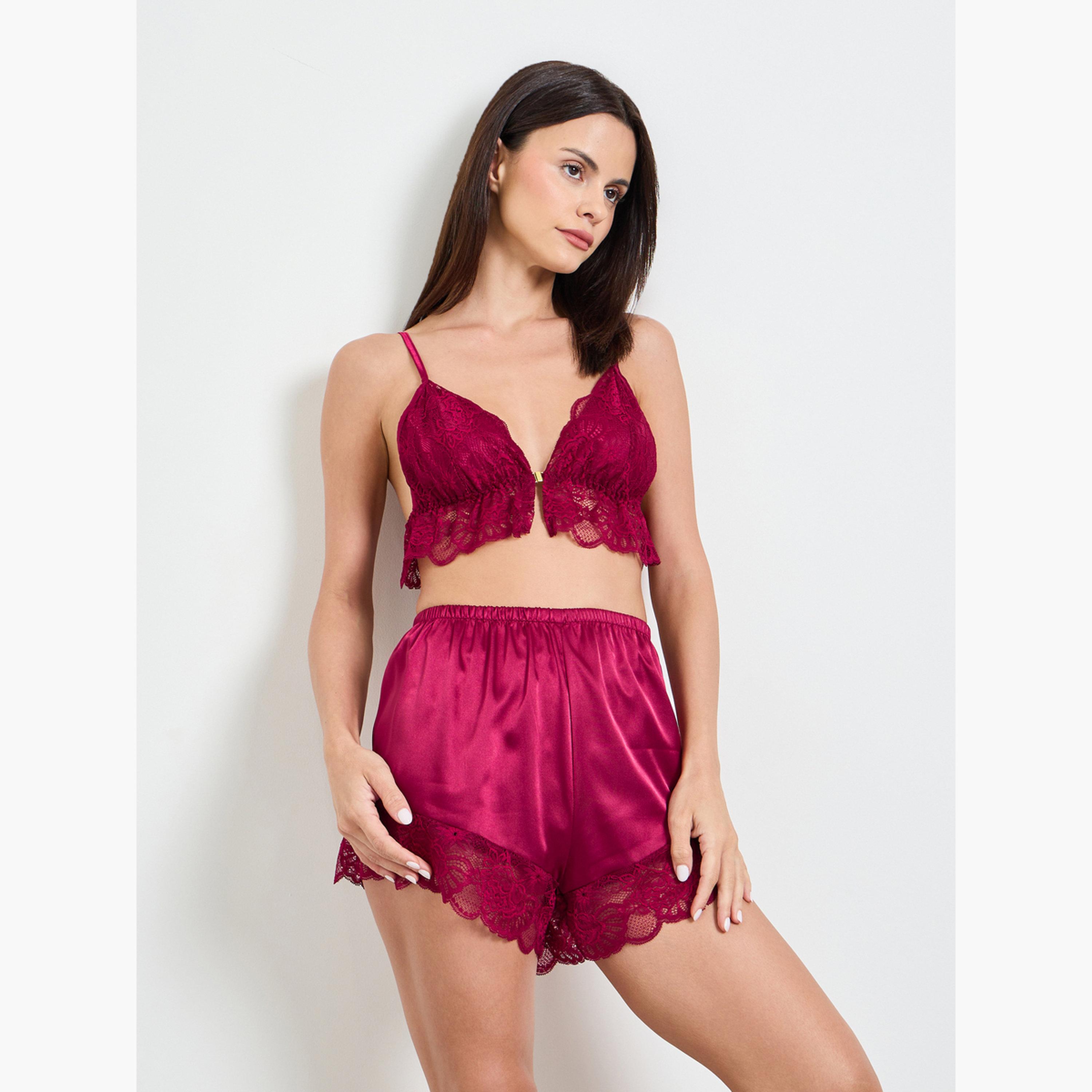 طقم من 3 قطع براليت دانتيل وشورت وروب-women-clothing-lingerie-lingeriesets-image-3