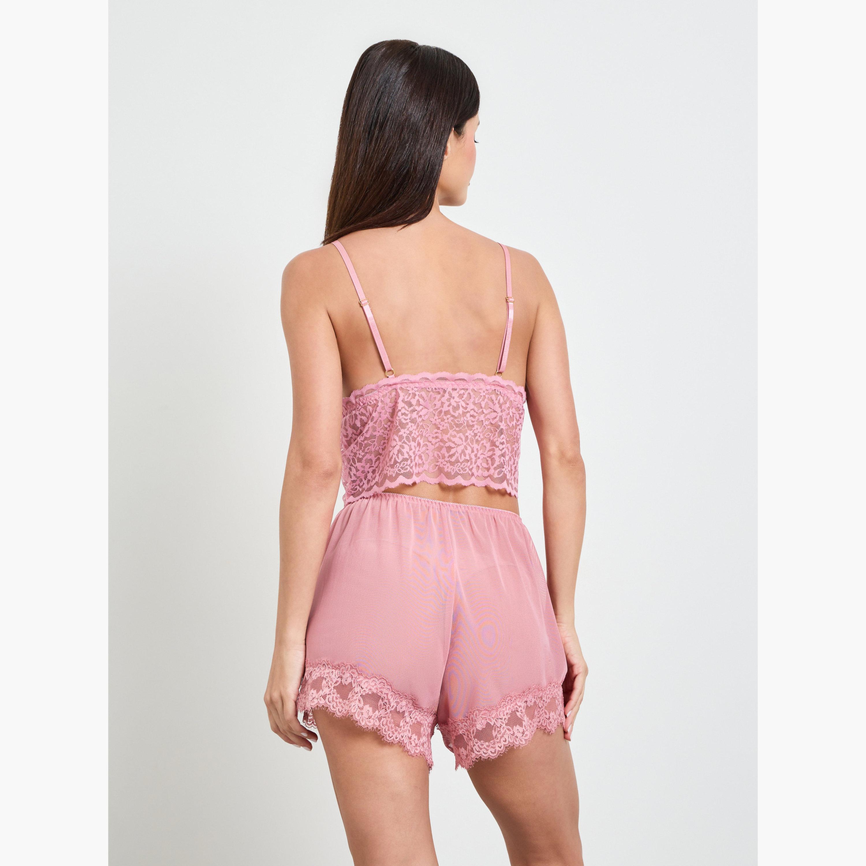 Take Two Pink Pack of 3 - Lace Bralette, Shorts and Robe-women-clothing-lingerie-lingeriesets-image-7