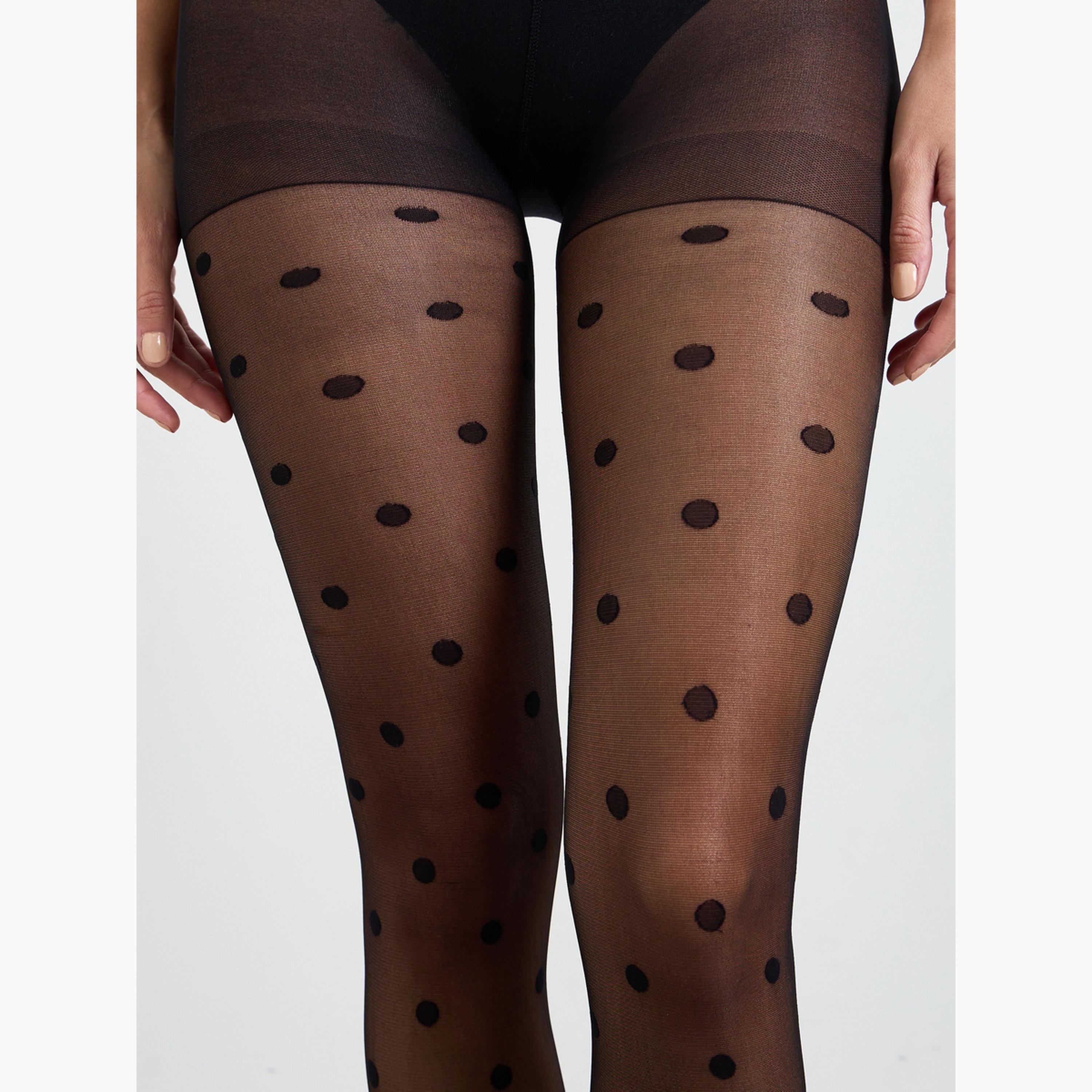 Styli Polka Dot Pattern Sheer Stockings-women-socksandstockings-image-3