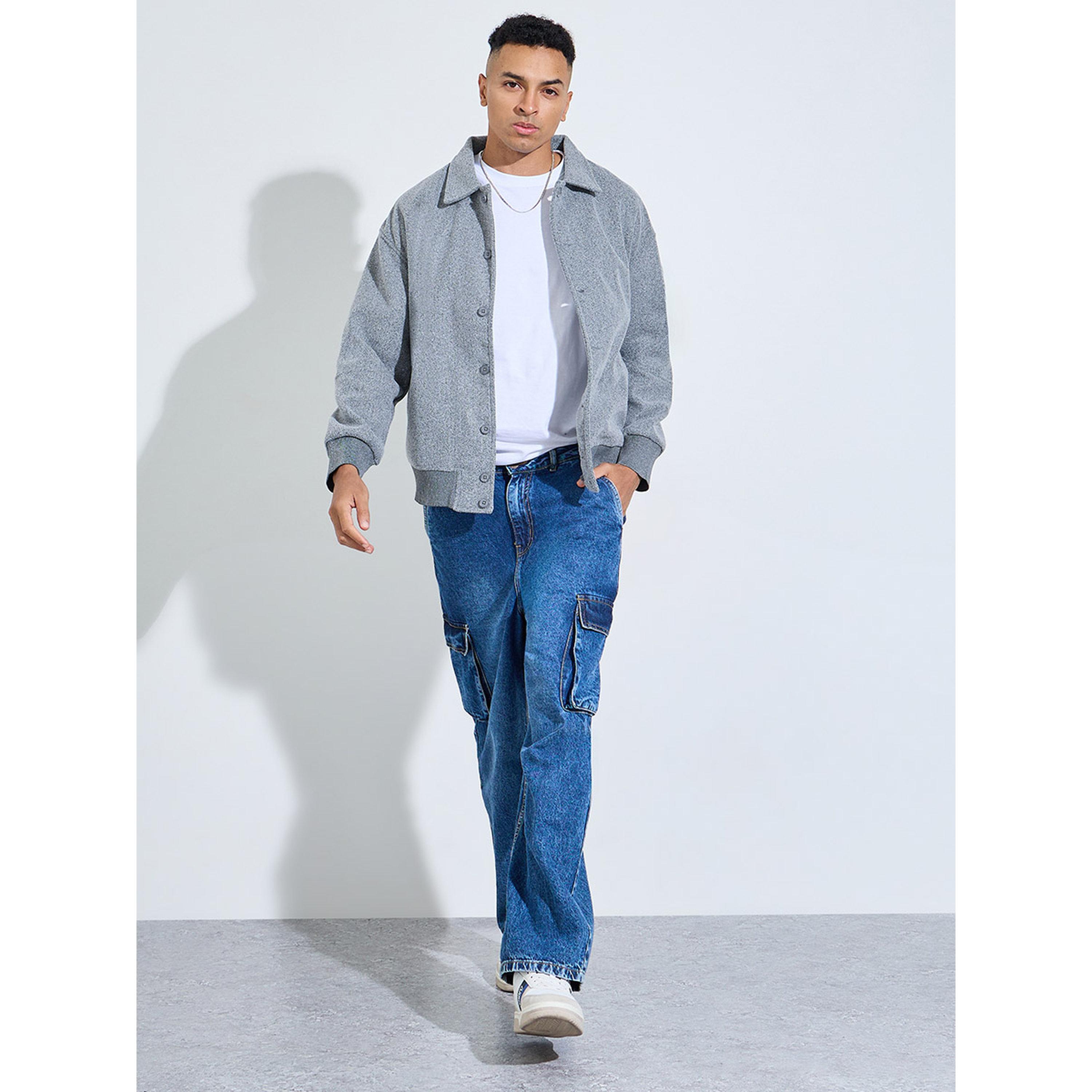Styli Grey Textured Button-Up Jacket-men-winterwear-jacketsandblazers-image-2