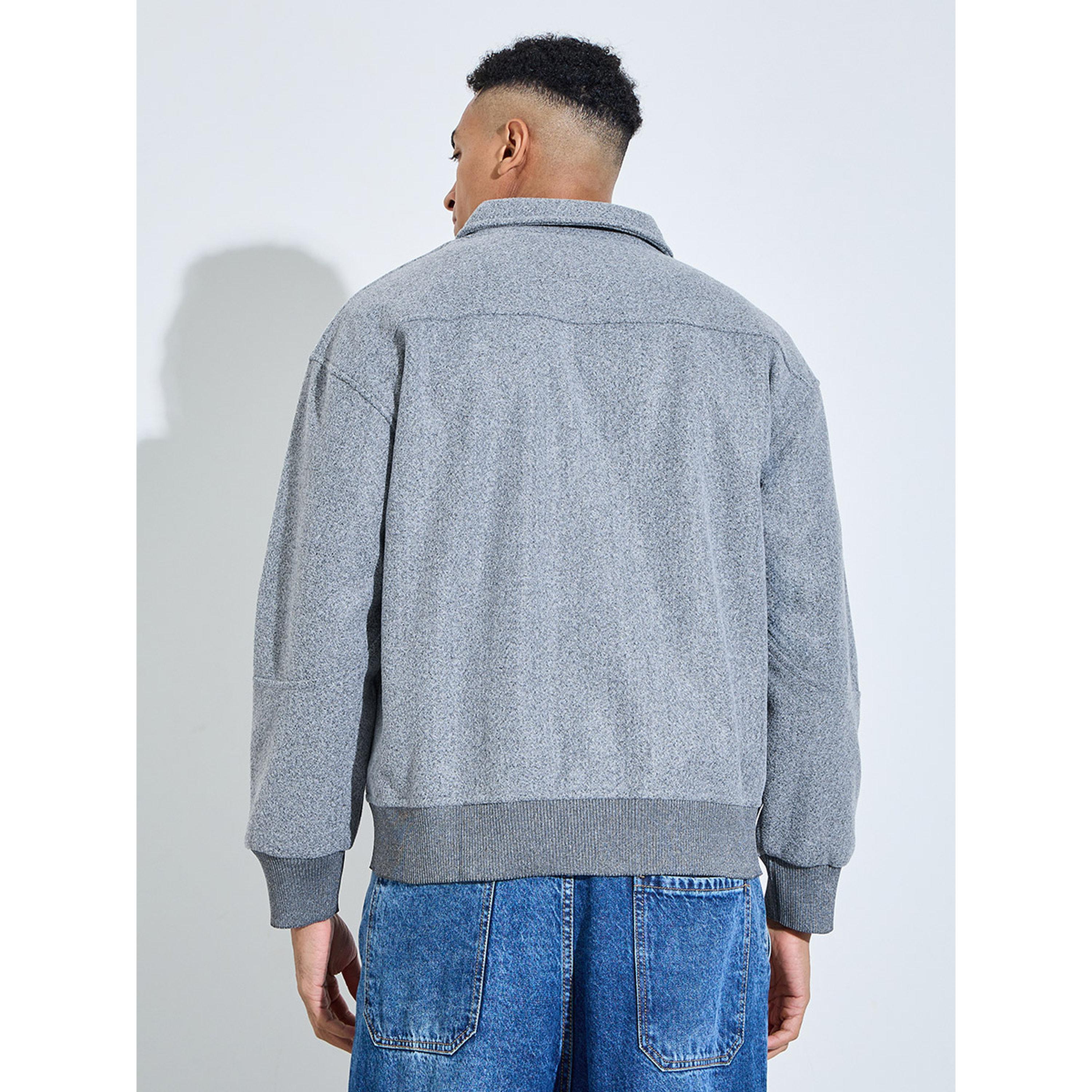 Styli Grey Textured Button-Up Jacket-men-winterwear-jacketsandblazers-image-5