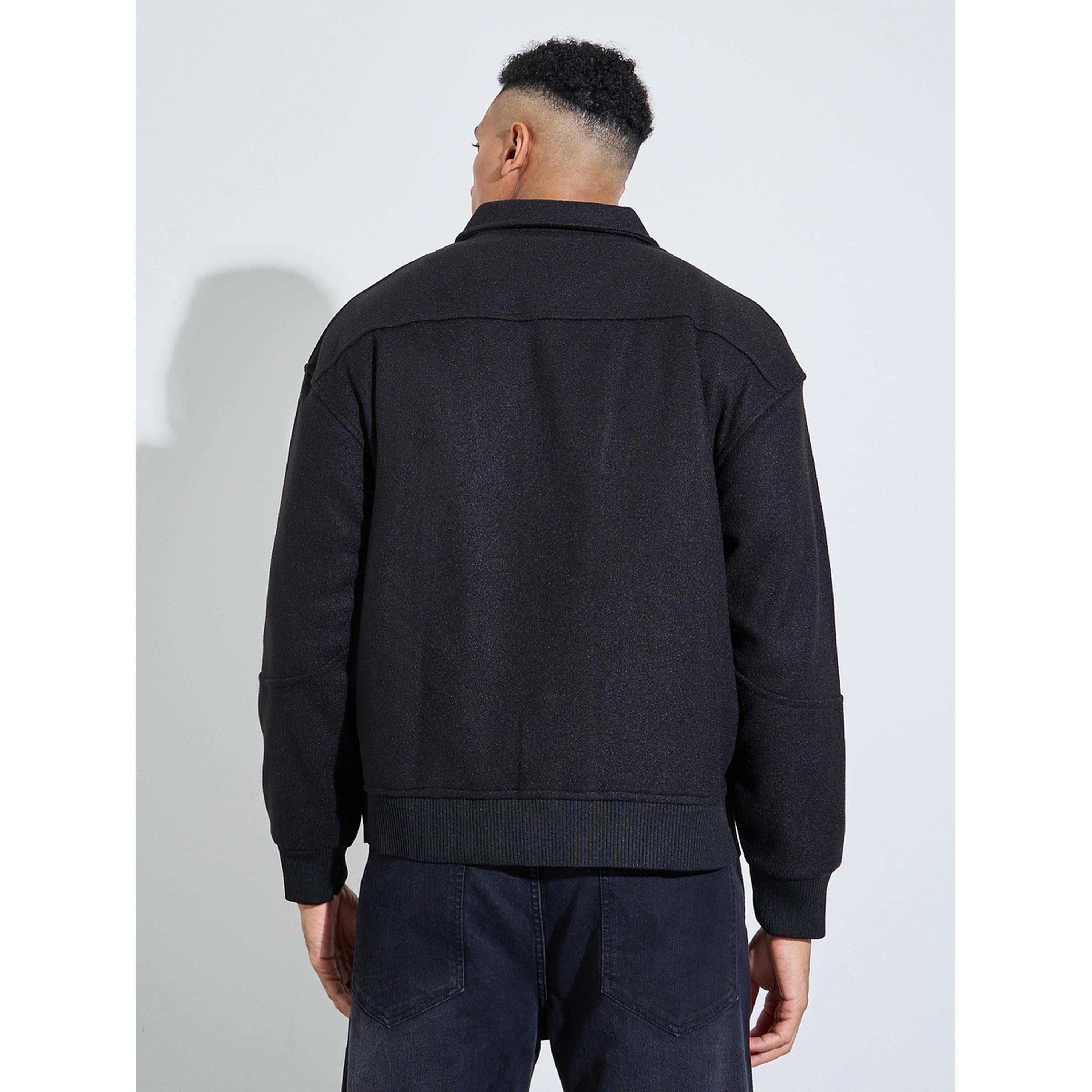 Styli Black Solid Button-Up Jacket-men-clothing-jacketsandblazers-jackets-image-4