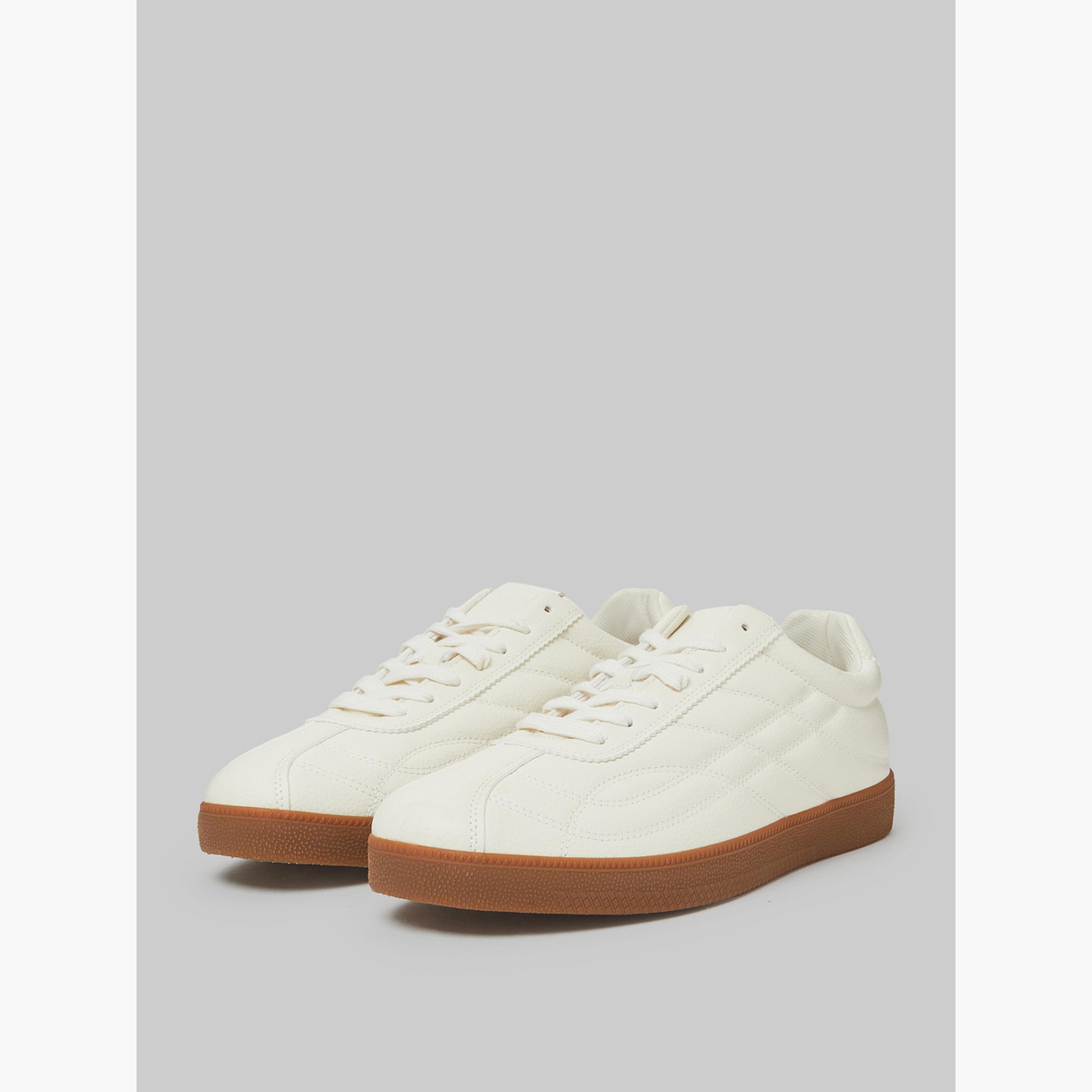 Styli Men Off-White Quilted Lace-Up Sneakers-men-shoes-sneakers-image-1