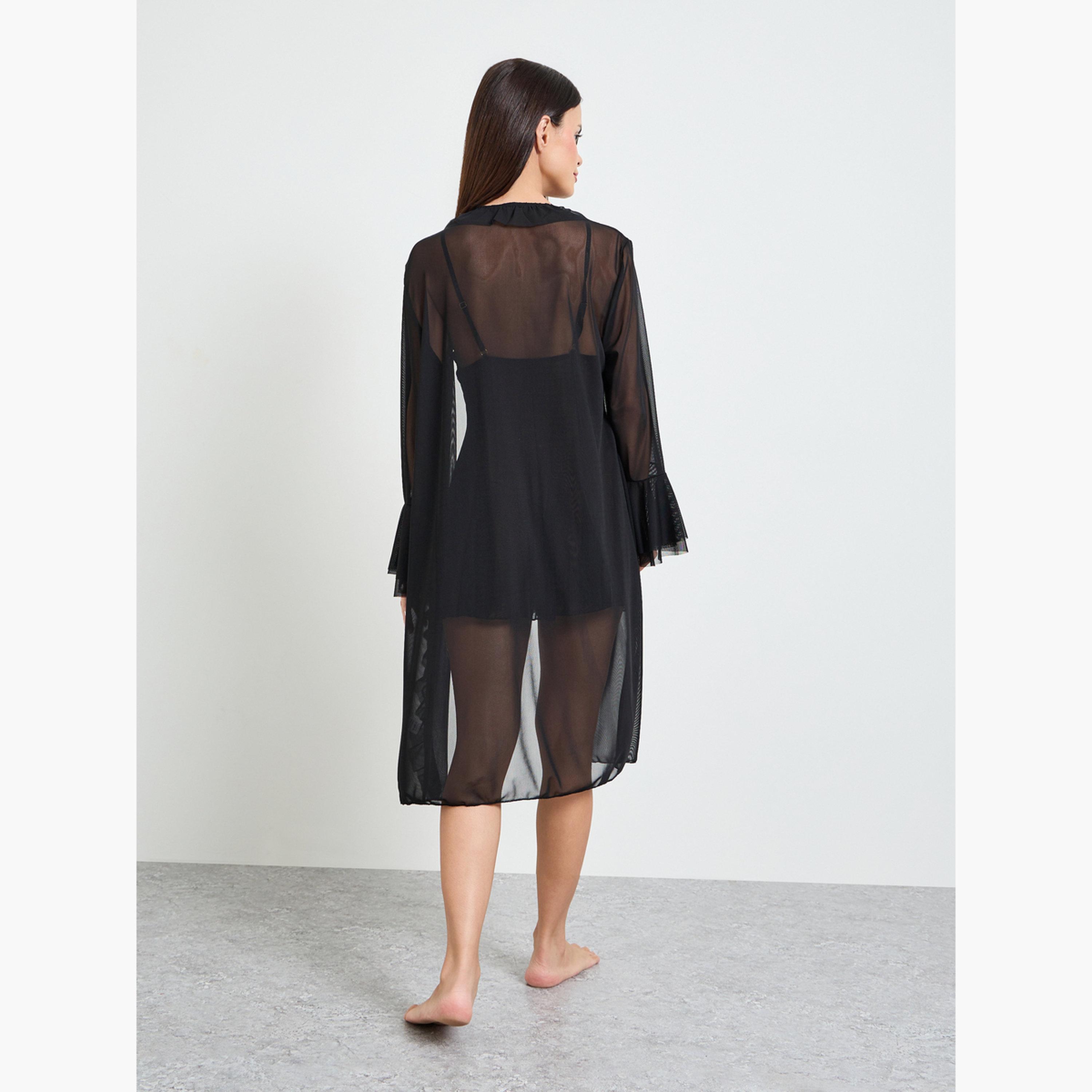 طقم من روب بكشكش وقميص نوم بتفاصيل دانتيل-women-clothing-nightwear-robes-image-4