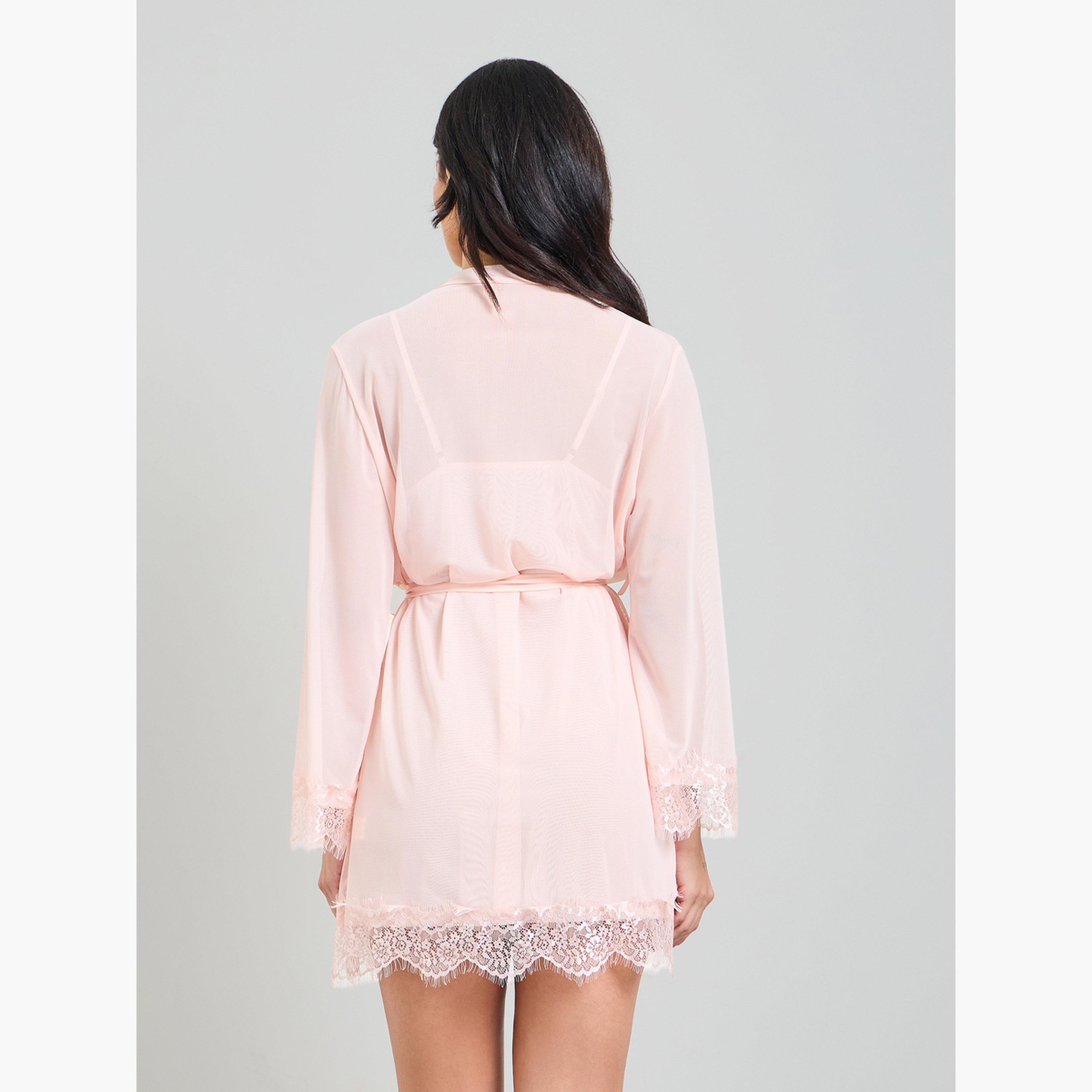 قميص نوم بيبي دول بتفاصيل دانتيل باللون الوردي الفاتح-women-clothing-lingerie-babydollsandbodysuits-image-5