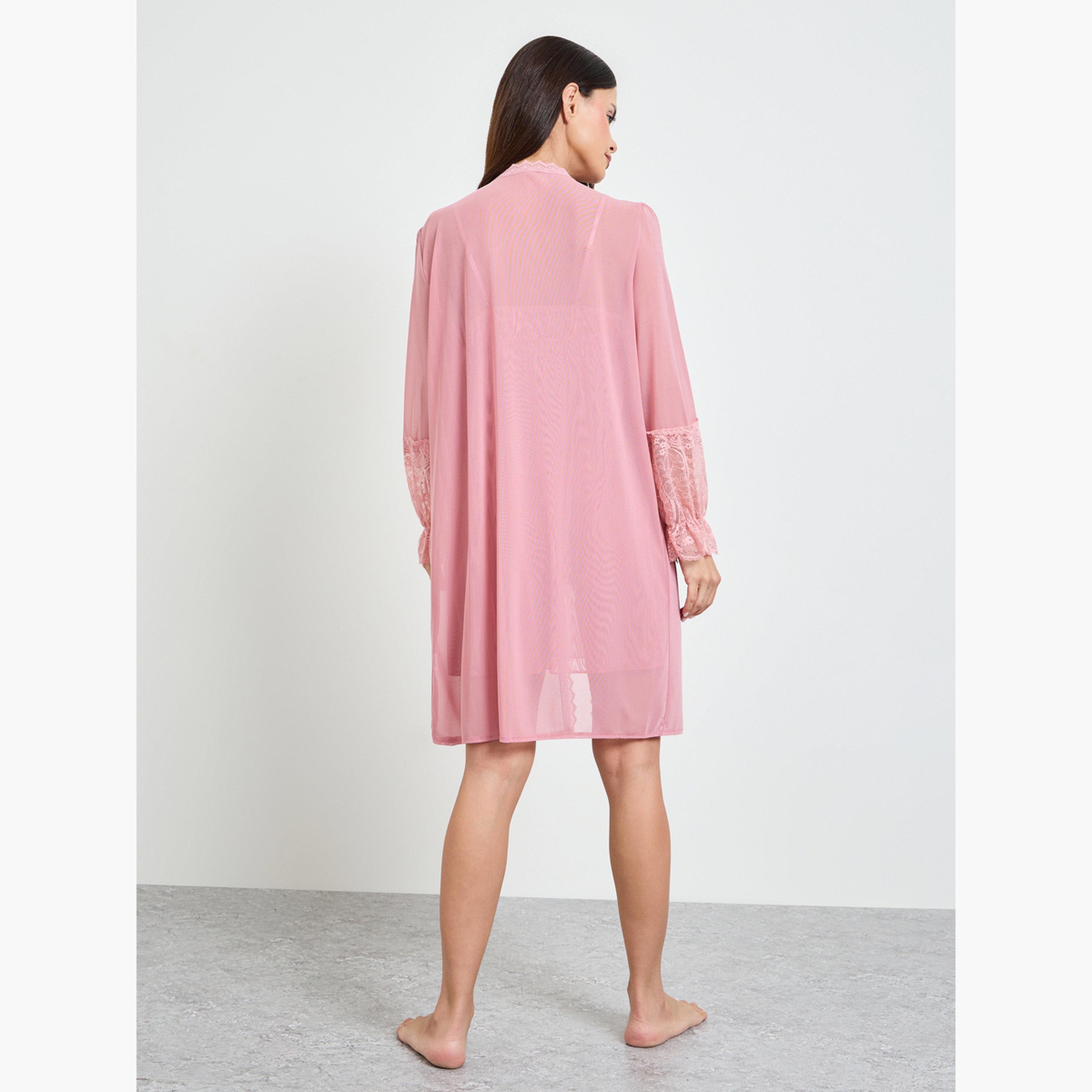 طقم من روب وقميص نوم بتفاصيل دانتيل-women-clothing-nightwear-robes-image-5