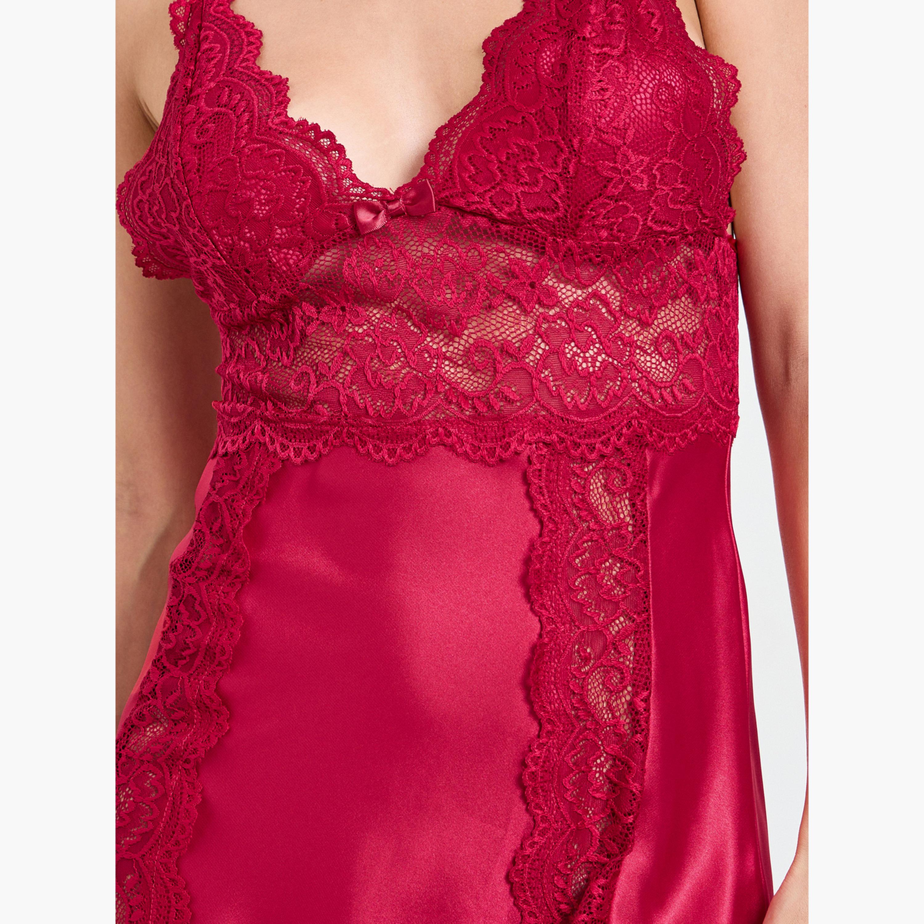 طقم من روب وقميص نوم بتفاصيل دانتيل-women-clothing-nightwear-robes-image-7