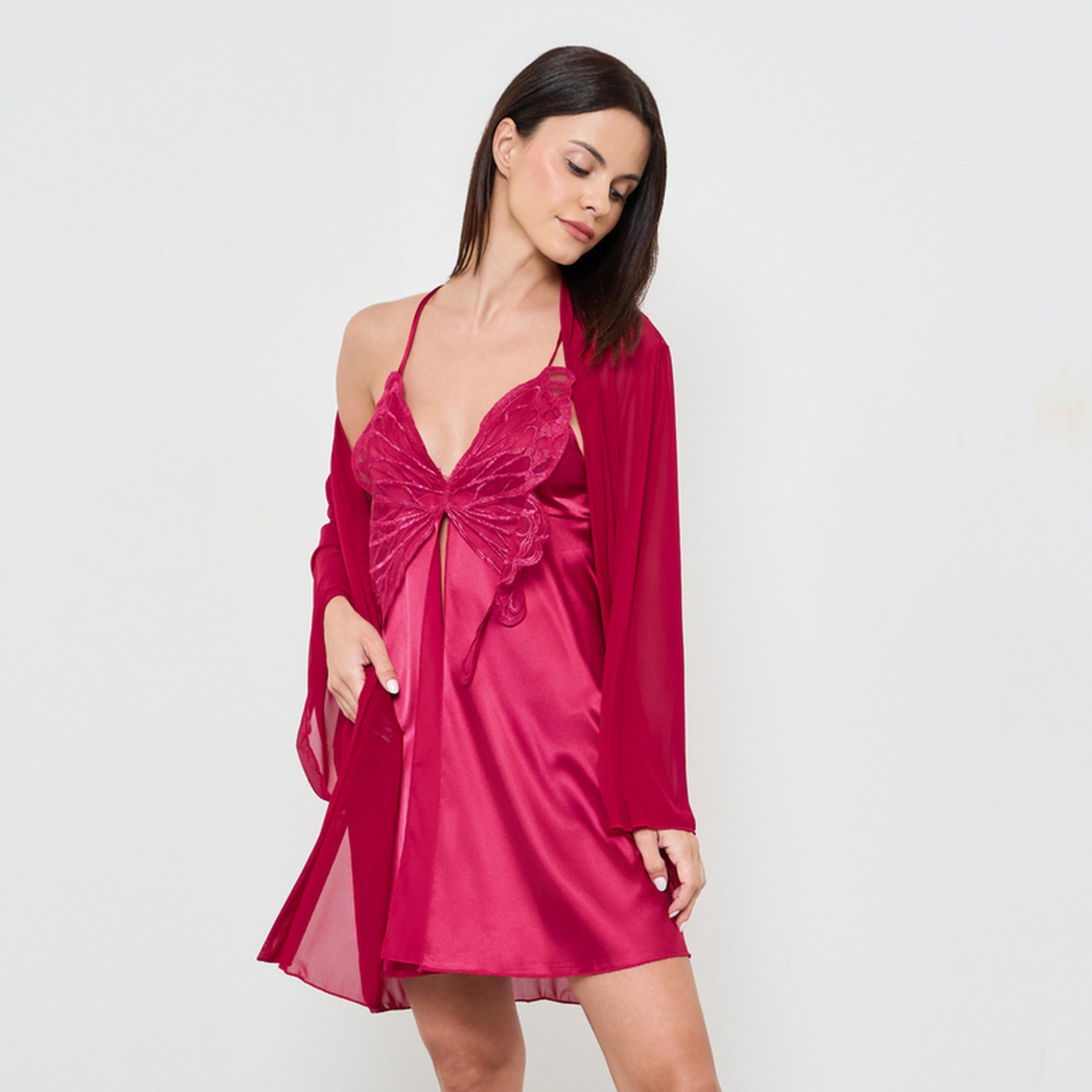 طقم من روب وقميص نوم بتصميم فراشة-women-clothing-nightwear-robes-image-1