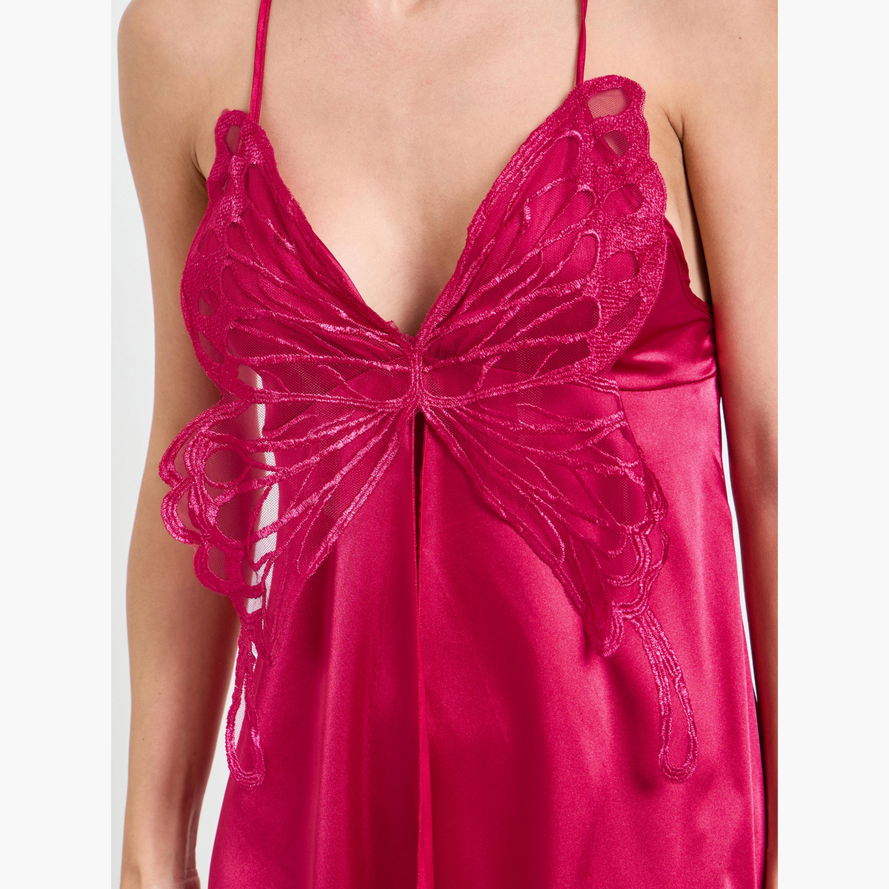 طقم من روب وقميص نوم بتصميم فراشة-women-clothing-nightwear-robes-image-7