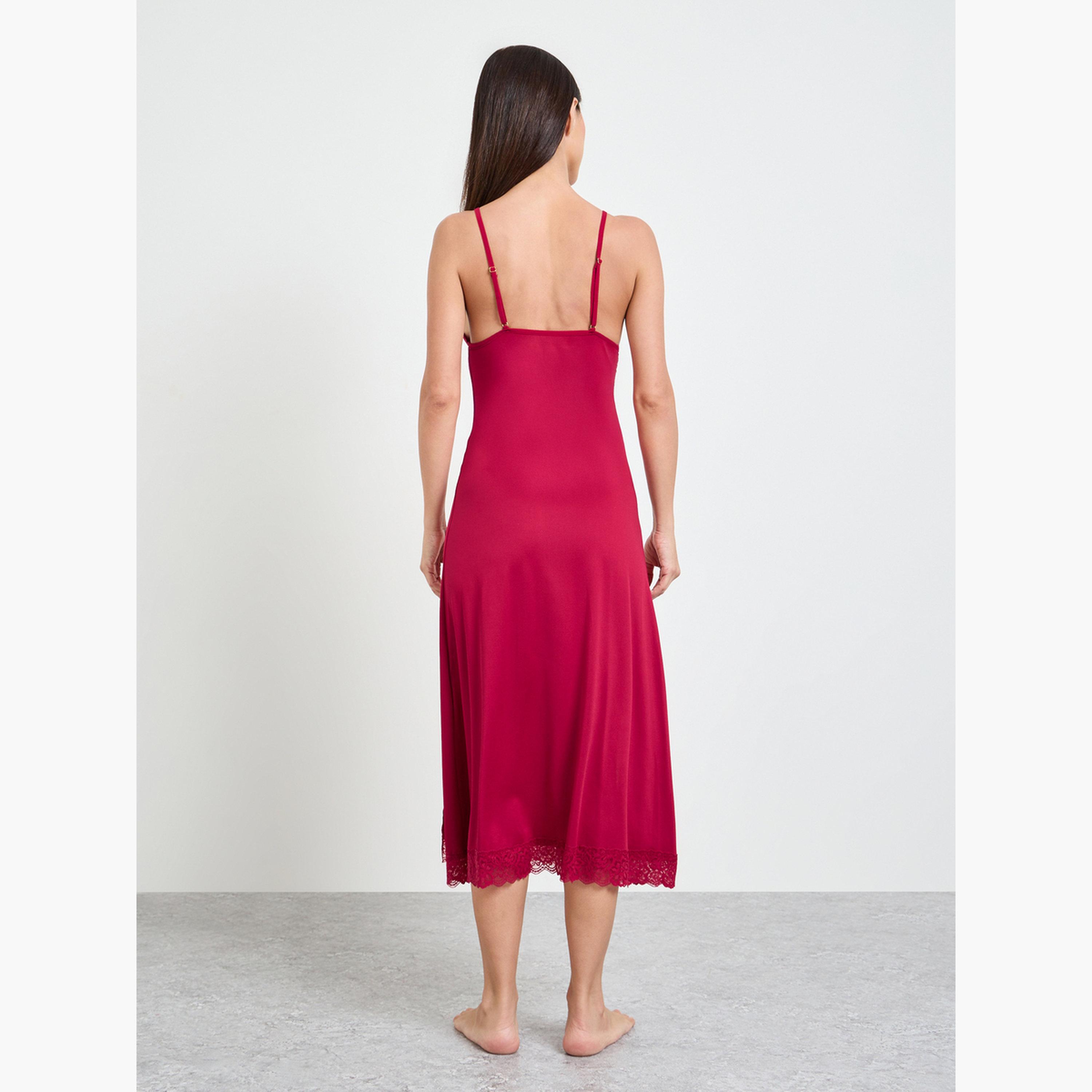 Take Two Burgundy Pack of 2 - Lace Slip and Robe Set-women-clothing-nightwear-robes-image-5