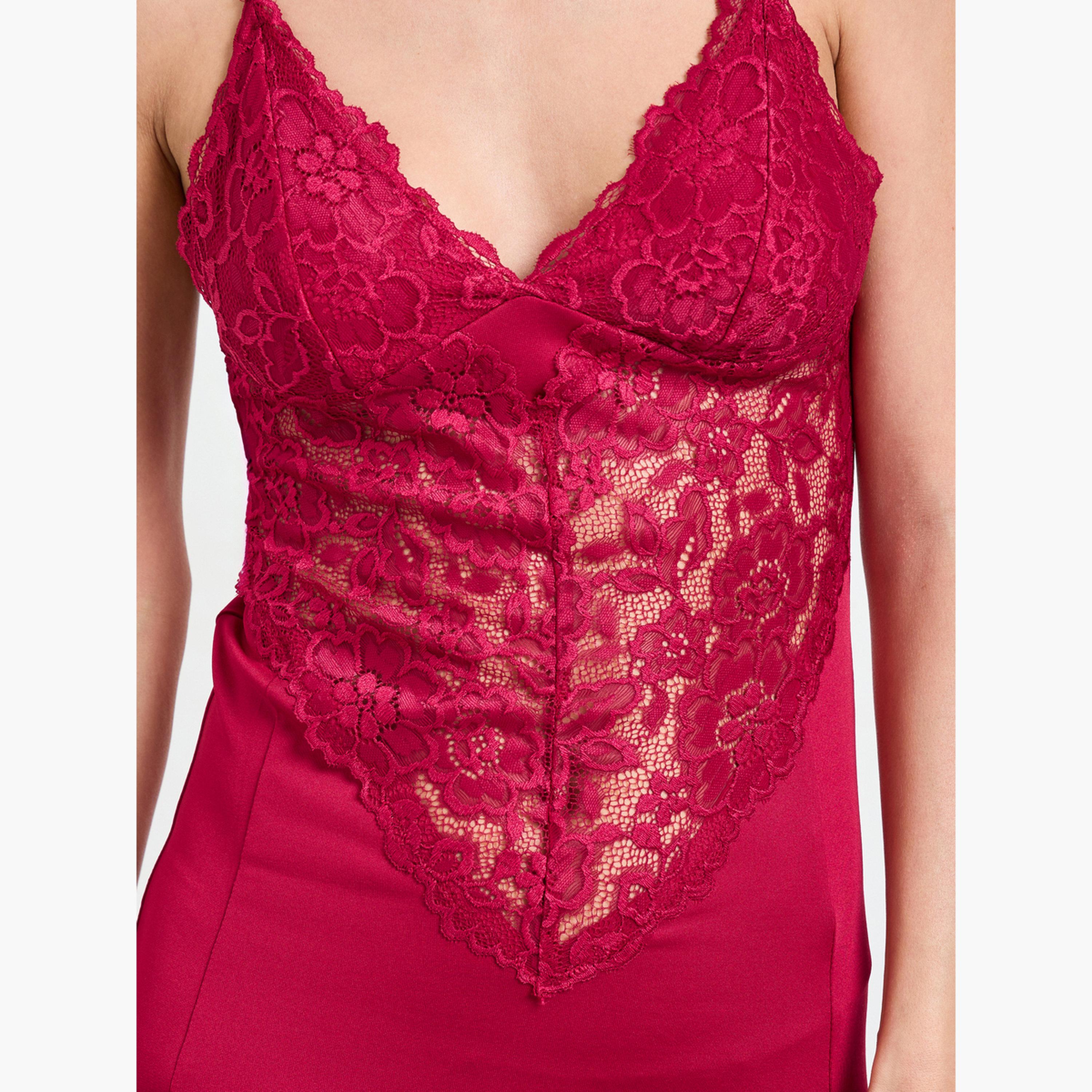 Take Two Burgundy Pack of 2 - Lace Slip and Robe Set-women-clothing-nightwear-robes-image-6