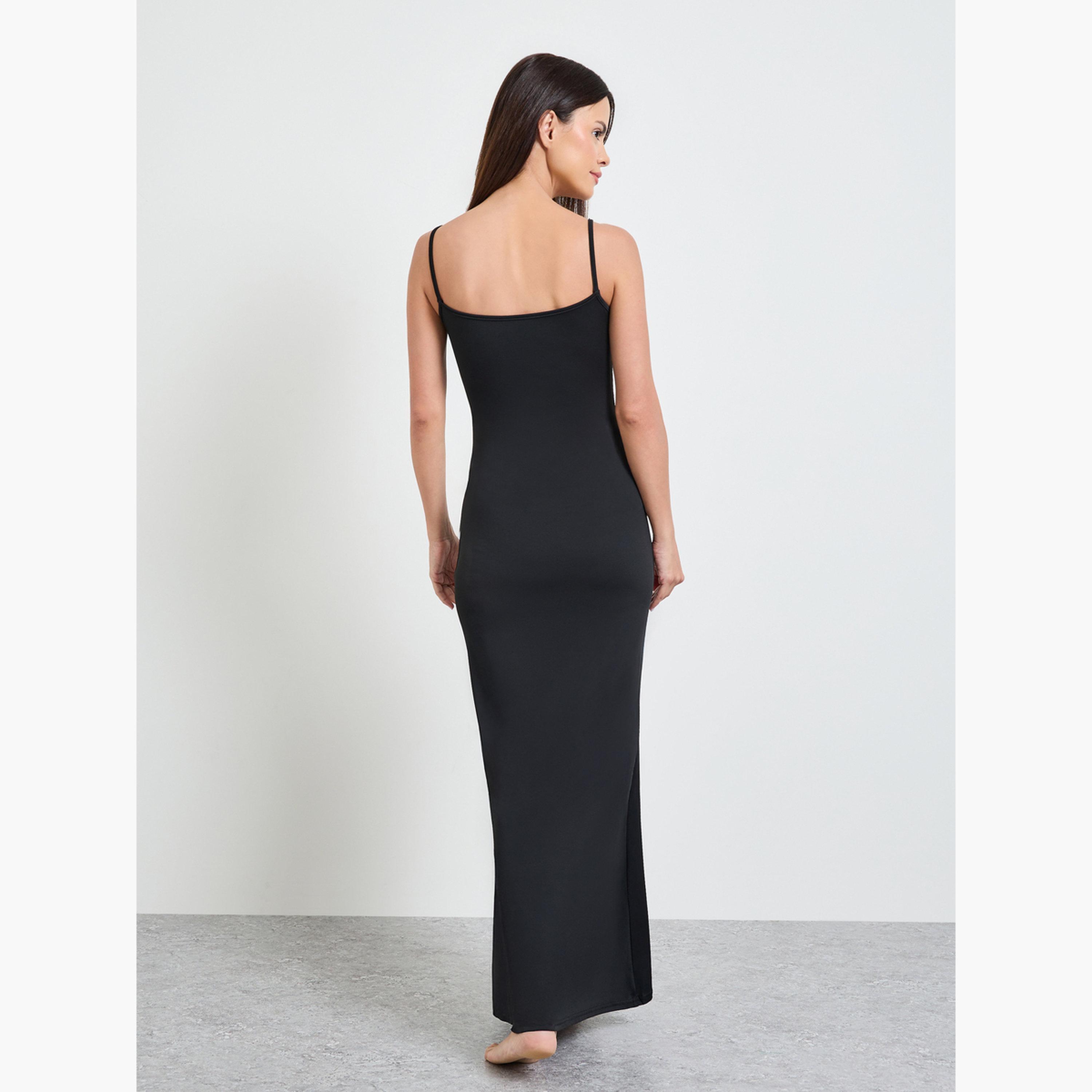 Take Two Black Strappy Slip Nightdress-women-clothing-nightwear-nighties-image-3