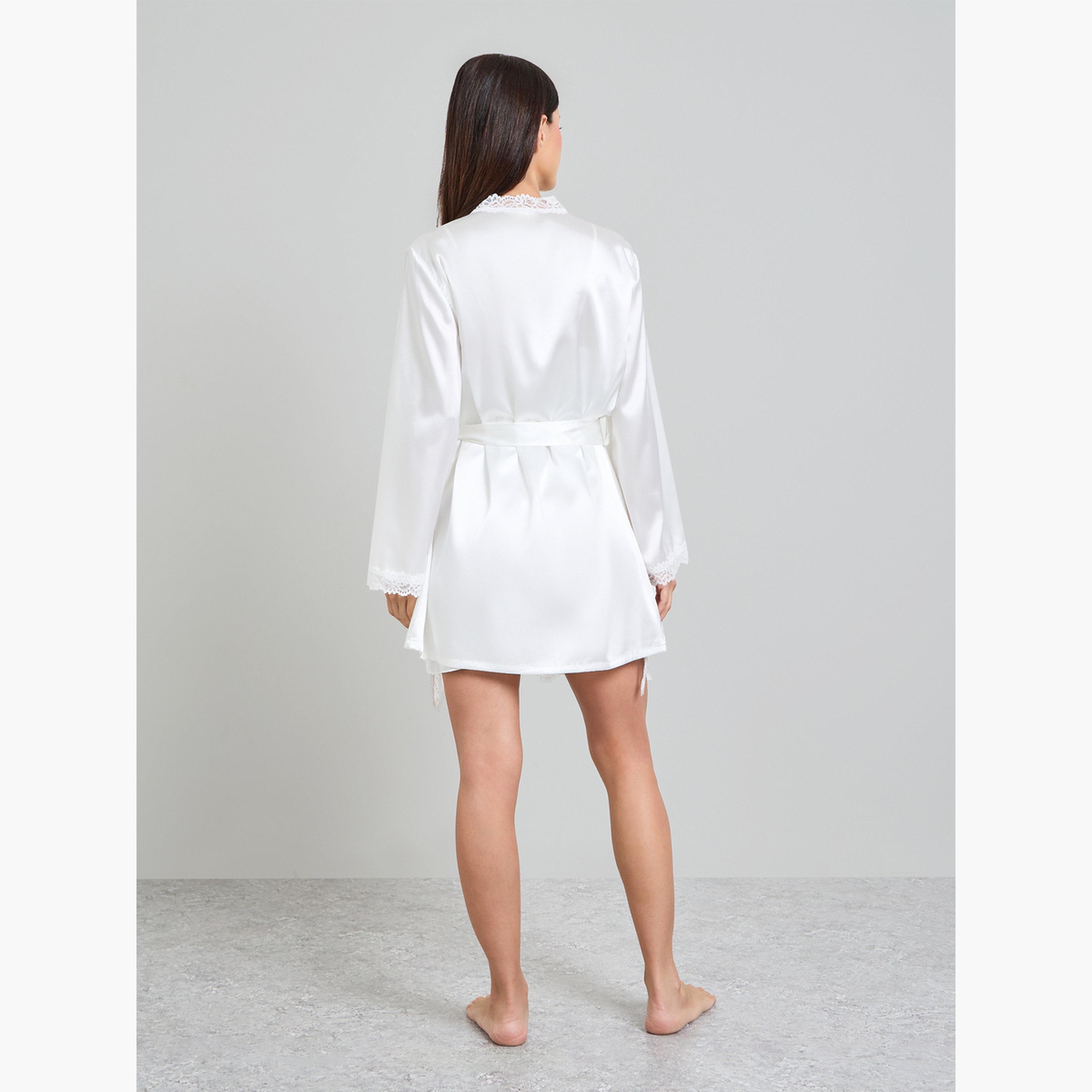 طقم من روب وقميص نوم ساتان سادة-women-clothing-nightwear-robes-image-5