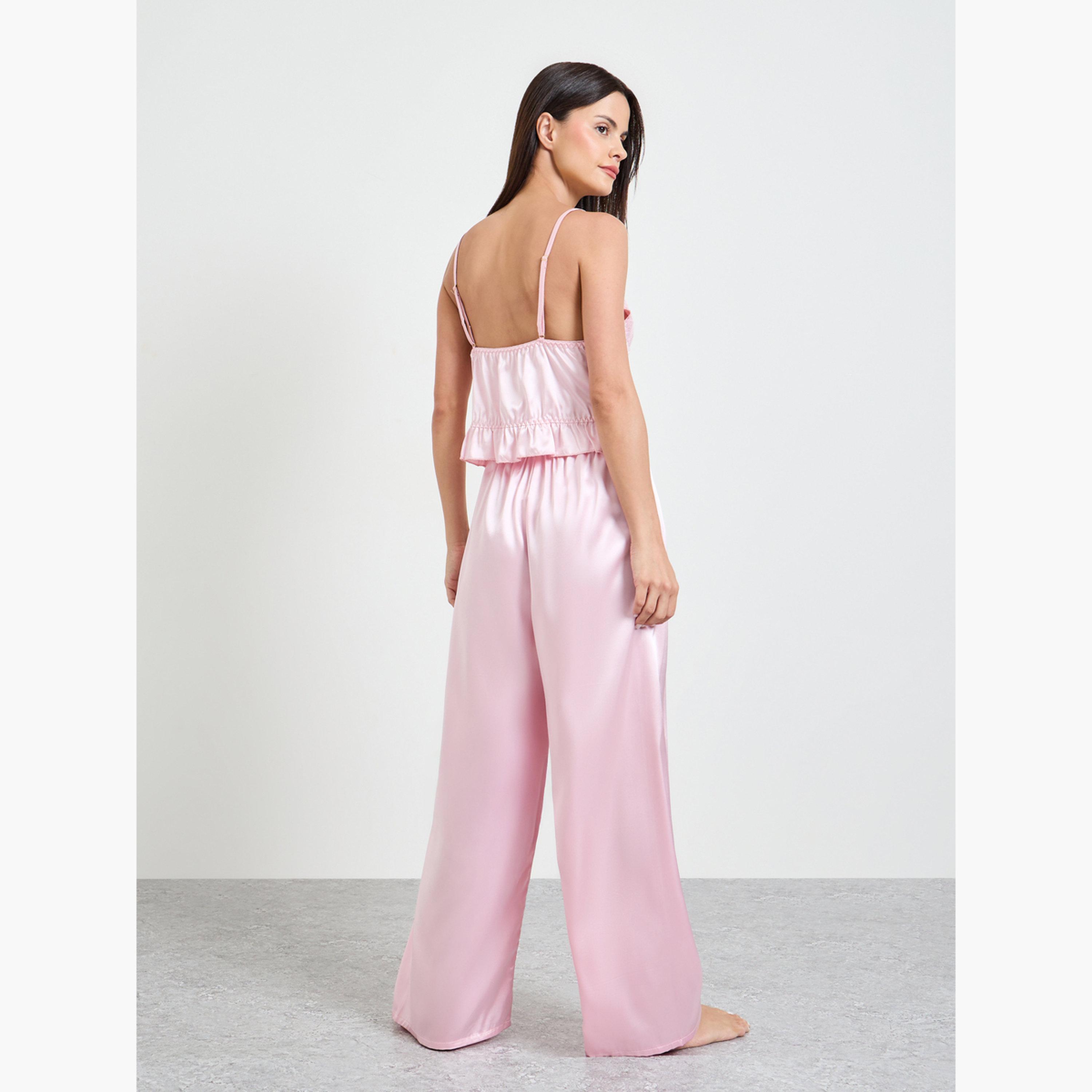 طقم بيجاما من 3 قطع كامي دانتيل ساتان وروب وبنطال-women-clothing-nightwear-pyjamas-longsets-image-6