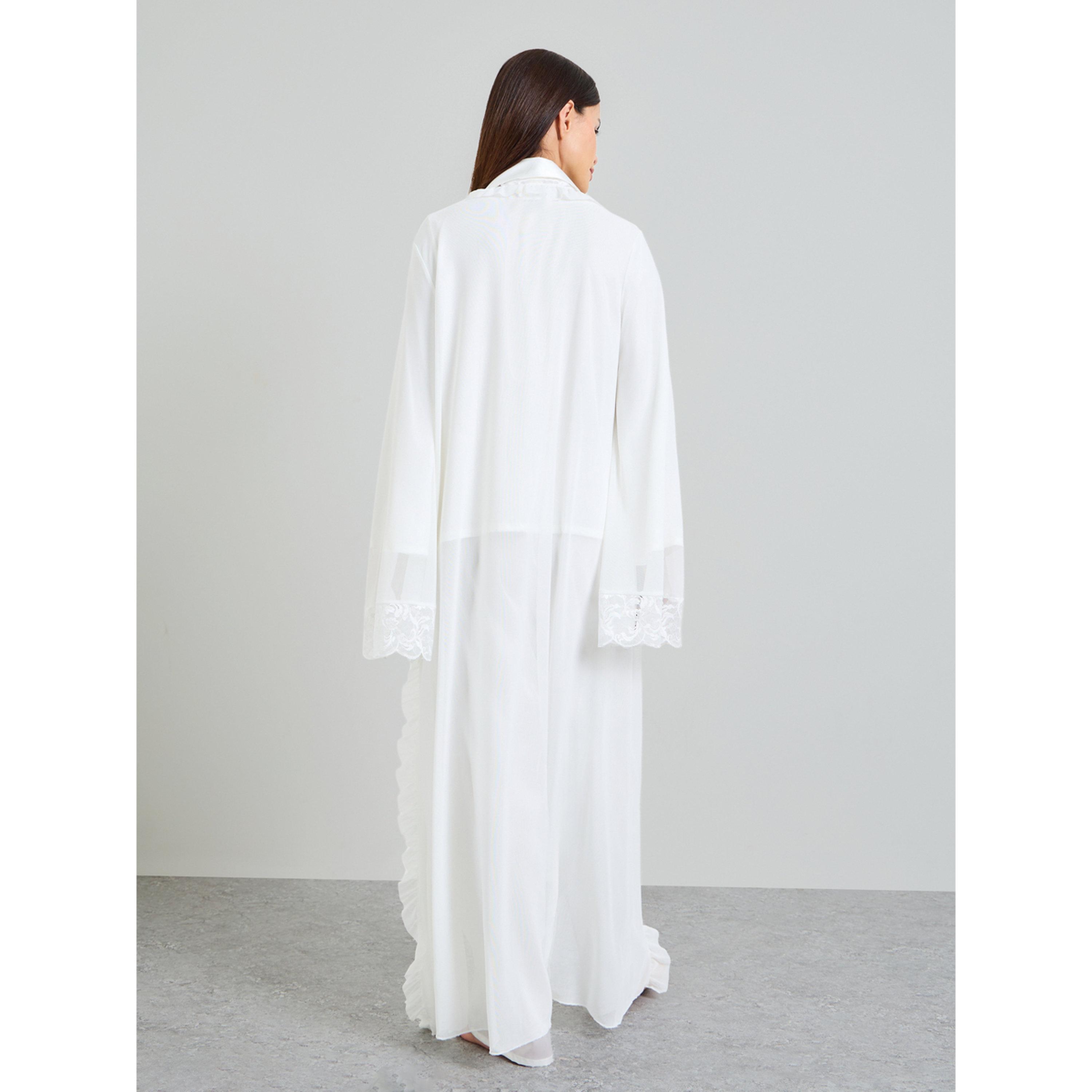 Take Two Pack of 3 - White Satin with lace Details Robe, Shirt and Pants Pajama Set-women-clothing-nightwear-pyjamas-longsets-image-6