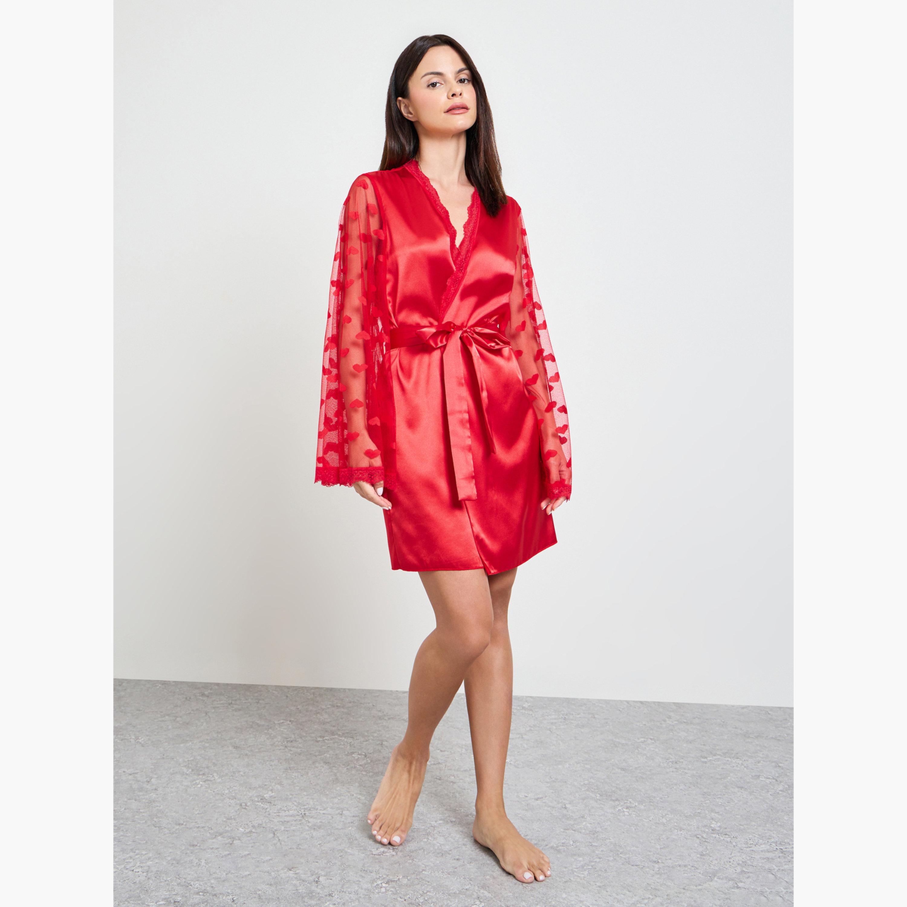 روب ساتان بقماش شبكي ونمط قلوب-women-clothing-nightwear-robes-image-2