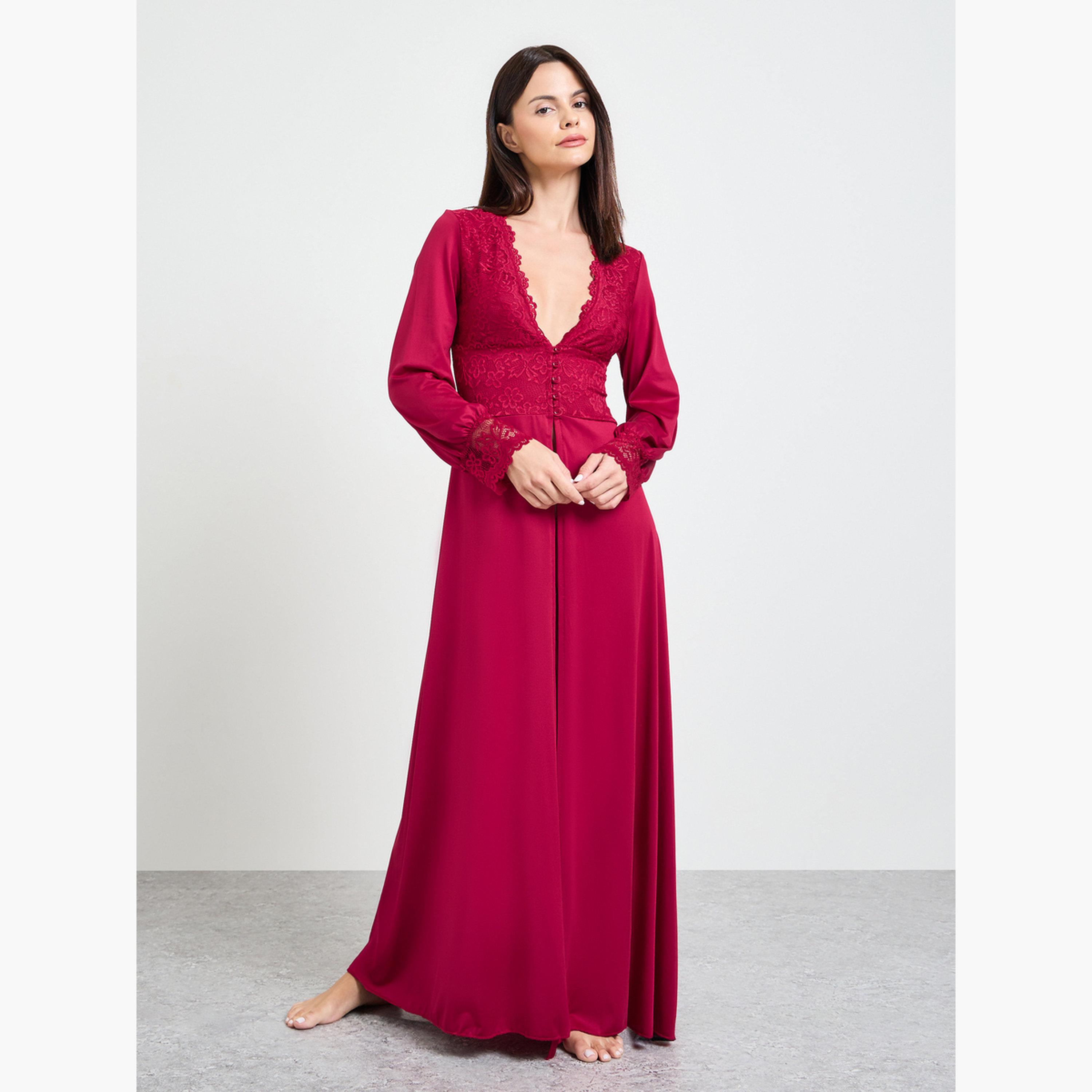 روب دانتيل بأكمام طويلة-women-clothing-nightwear-robes-image-1