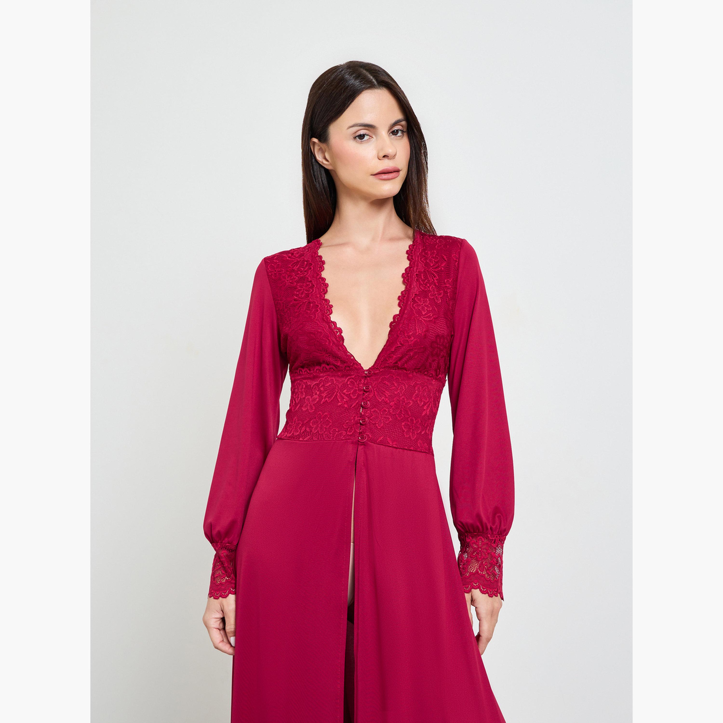 روب دانتيل بأكمام طويلة-women-clothing-nightwear-robes-image-3