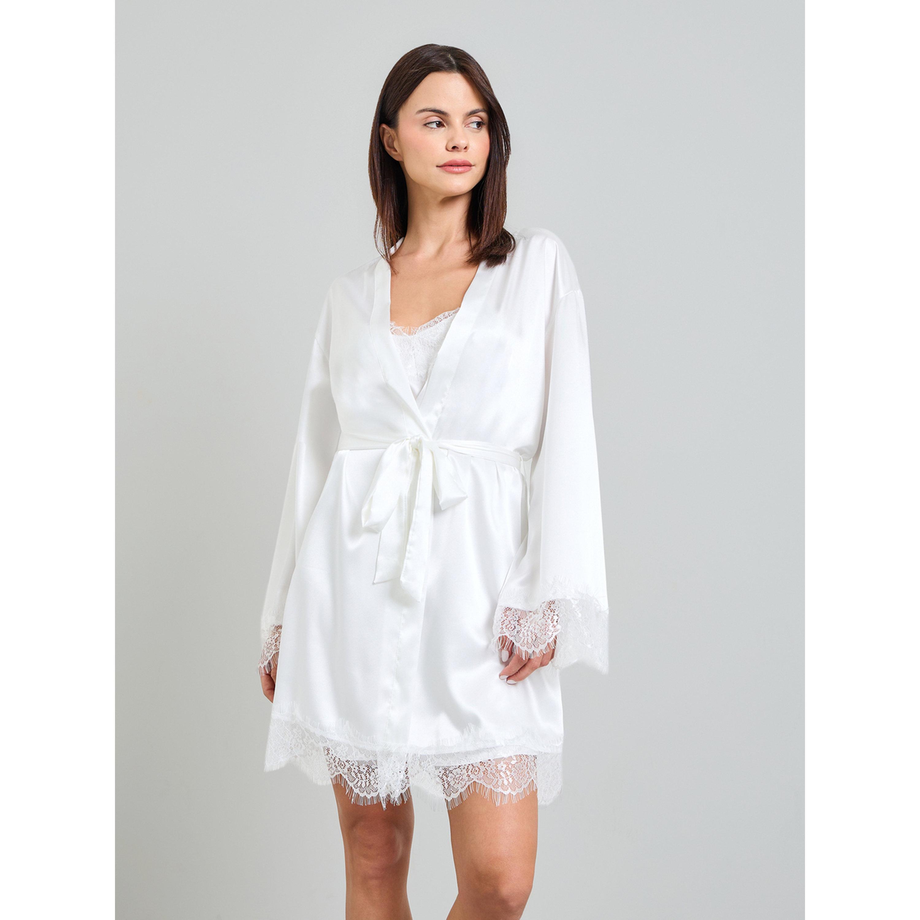 مجموعة من روب ساتان وقميص نوم بتفاصيل دانتيل أبيض-women-clothing-nightwear-robes-image-3