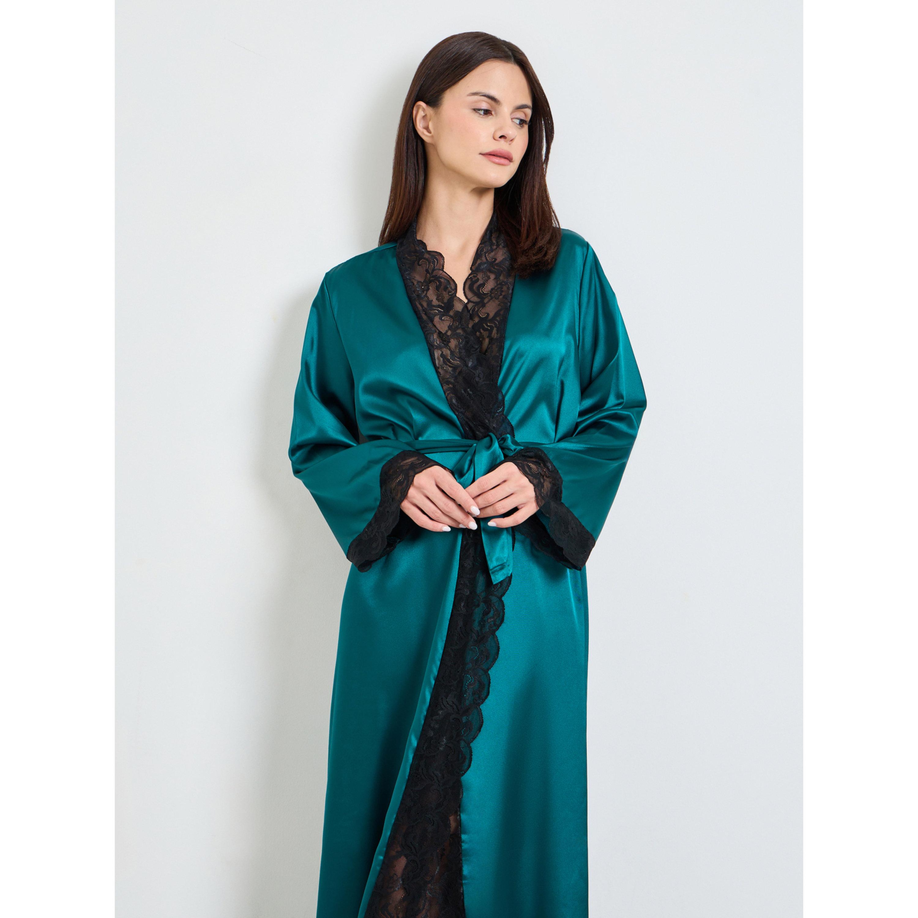 روب ساتان بتفاصيل دانتيل وتربيط-women-clothing-nightwear-robes-image-2