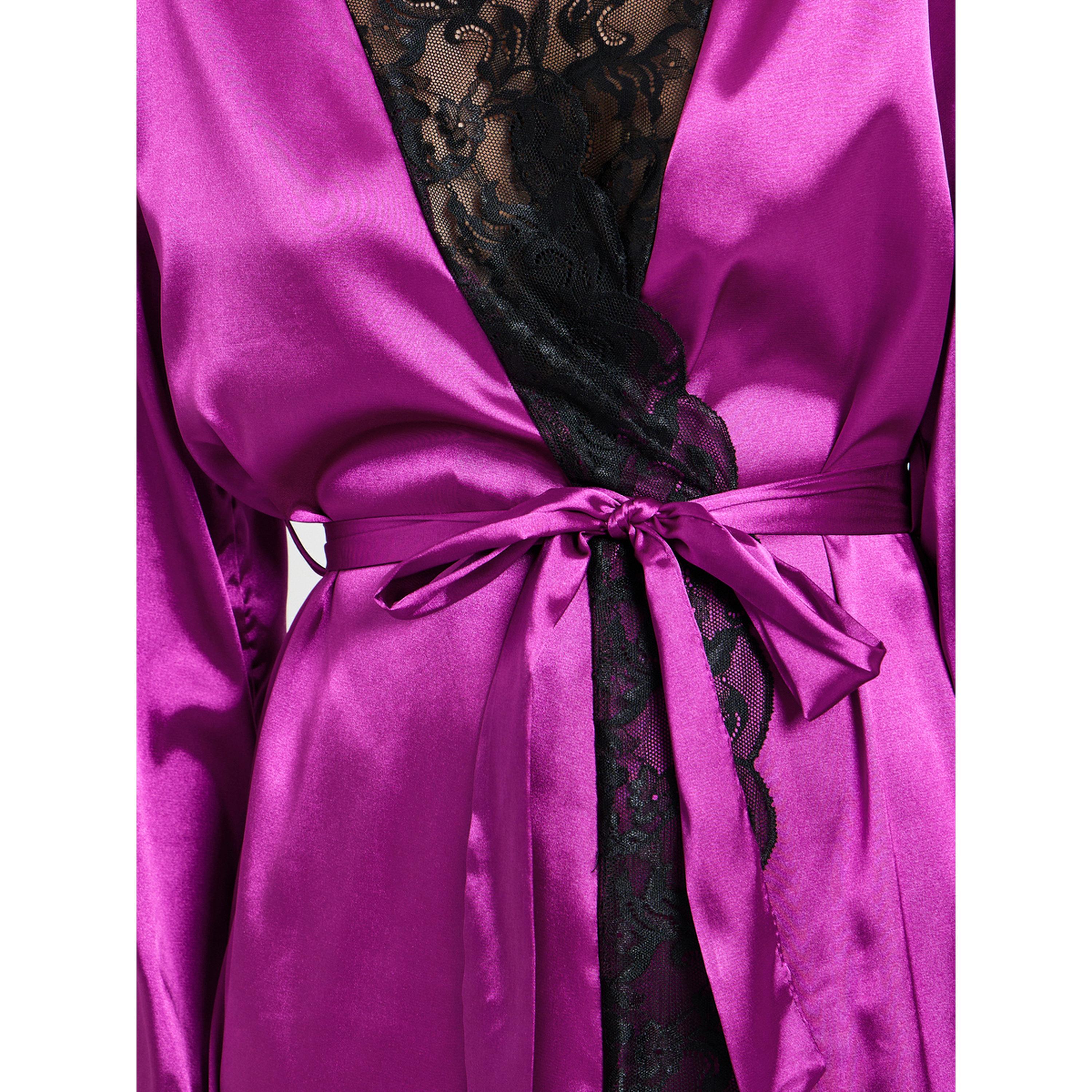 روب ساتان بتفاصيل دانتيل وتربيط-women-clothing-nightwear-robes-image-4