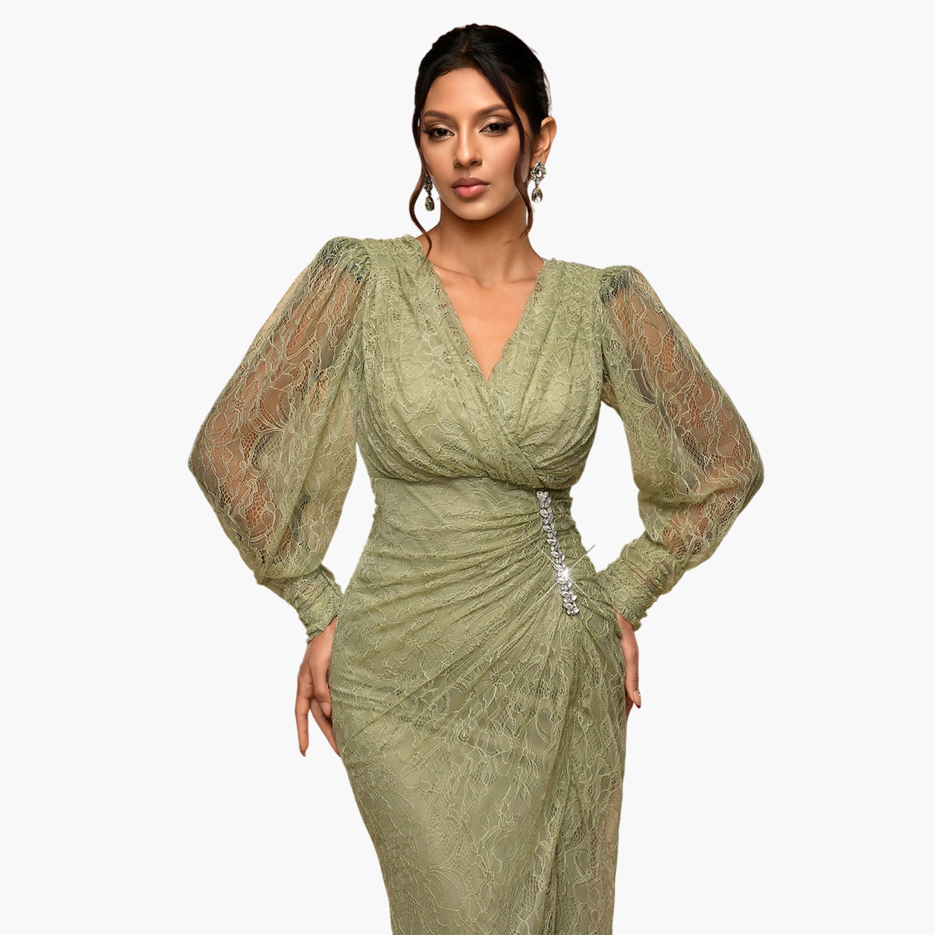 فستان طويل بتفاصيل دانتيل وفتحة-women-clothing-dresses-image-2