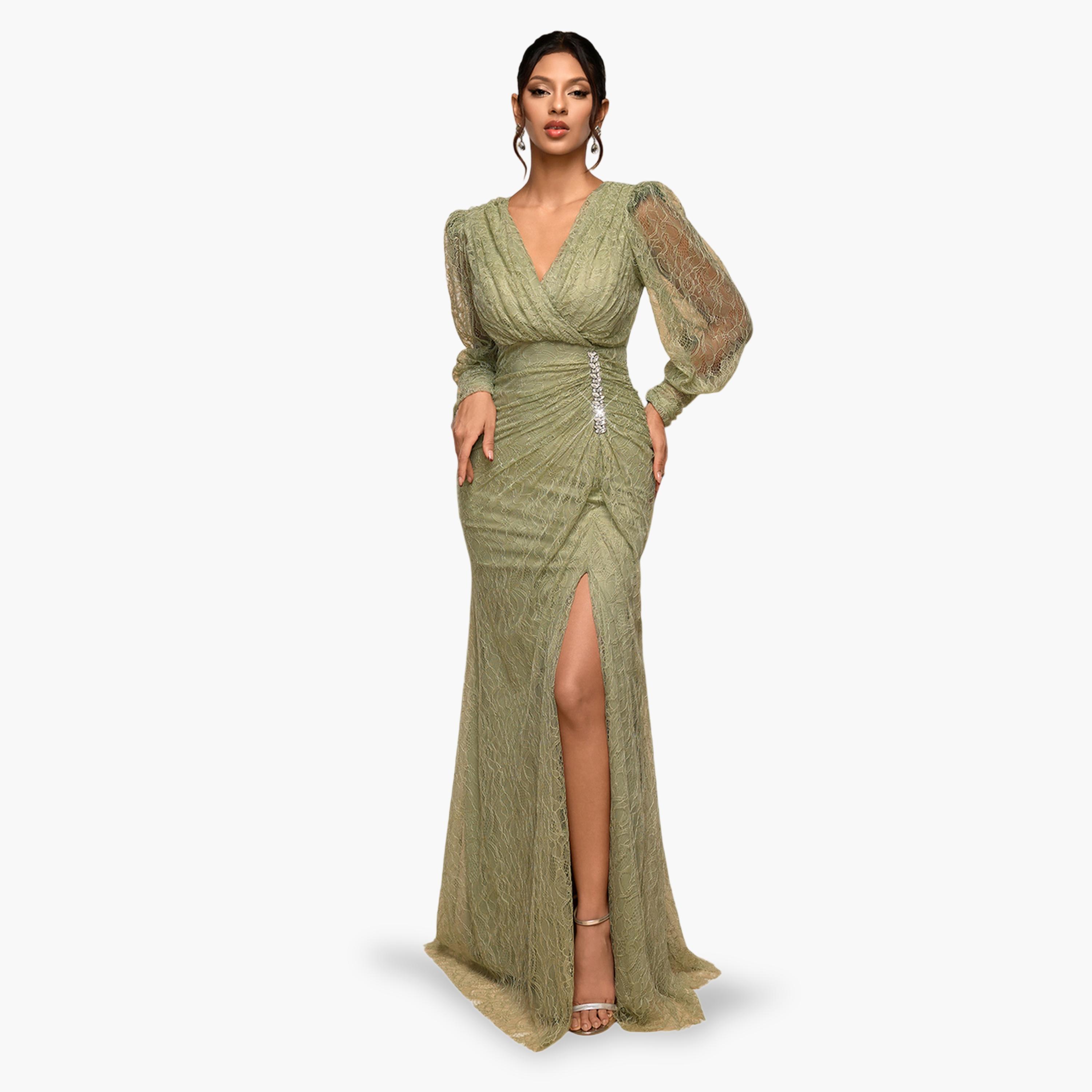 فستان طويل بتفاصيل دانتيل وفتحة-women-clothing-dresses-image-4