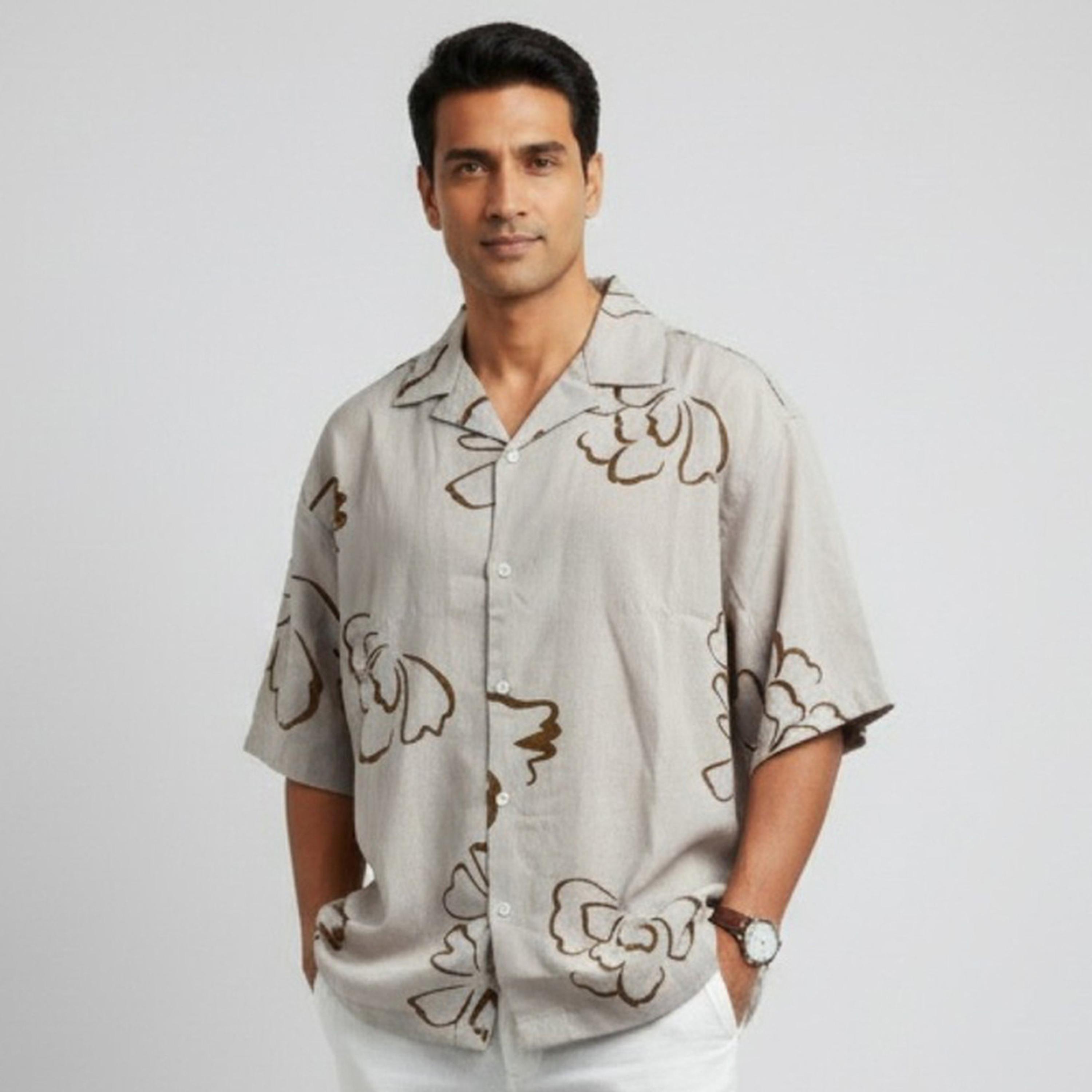 ترولوم & × ستايلي - قميص رجالي كلاسيكي بطبعة زهور كاجوال-men-clothing-shirts-image-1