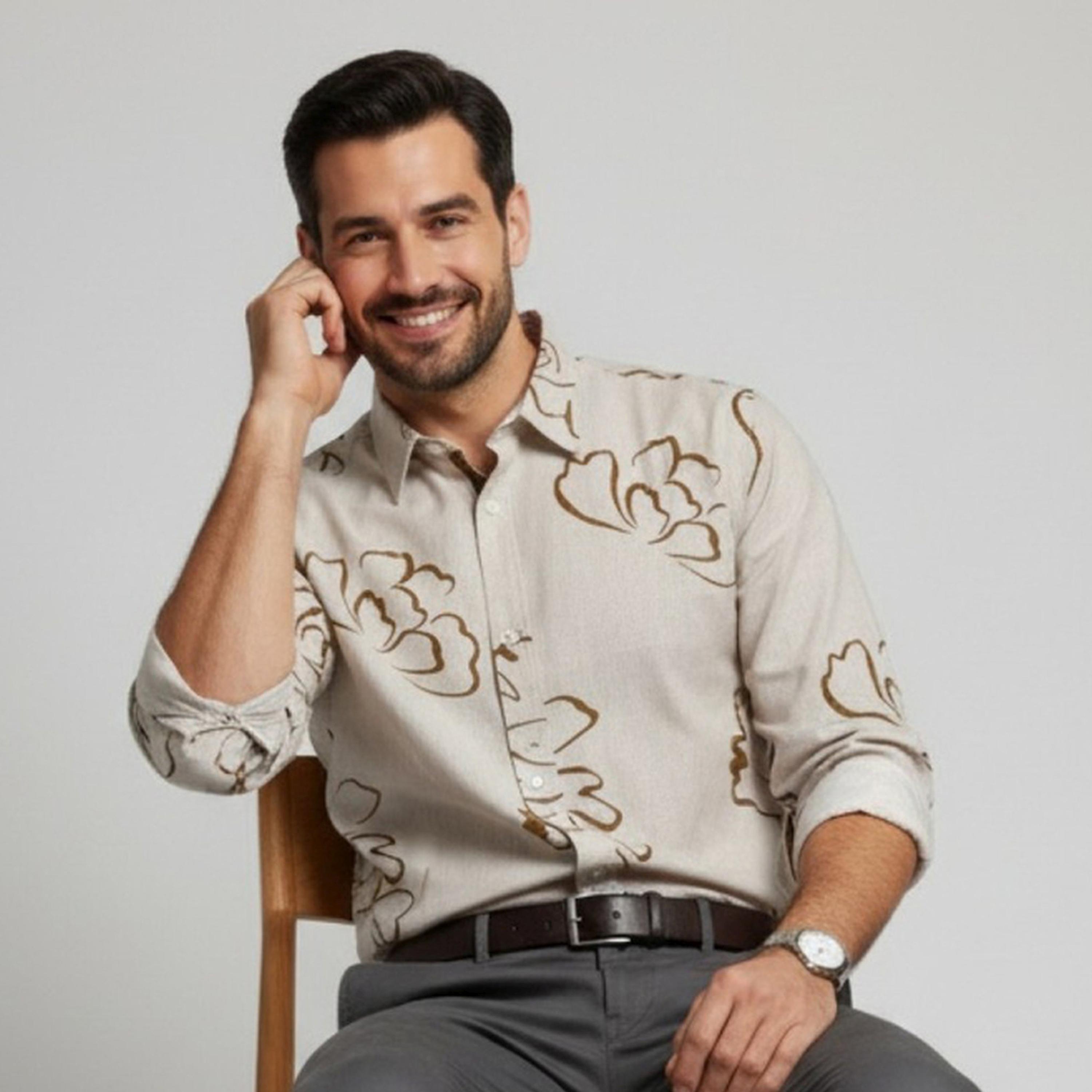 ترولوم & × ستايلي - قميص رجالي كلاسيكي بطبعة زهور كاجوال-men-clothing-shirts-image-1