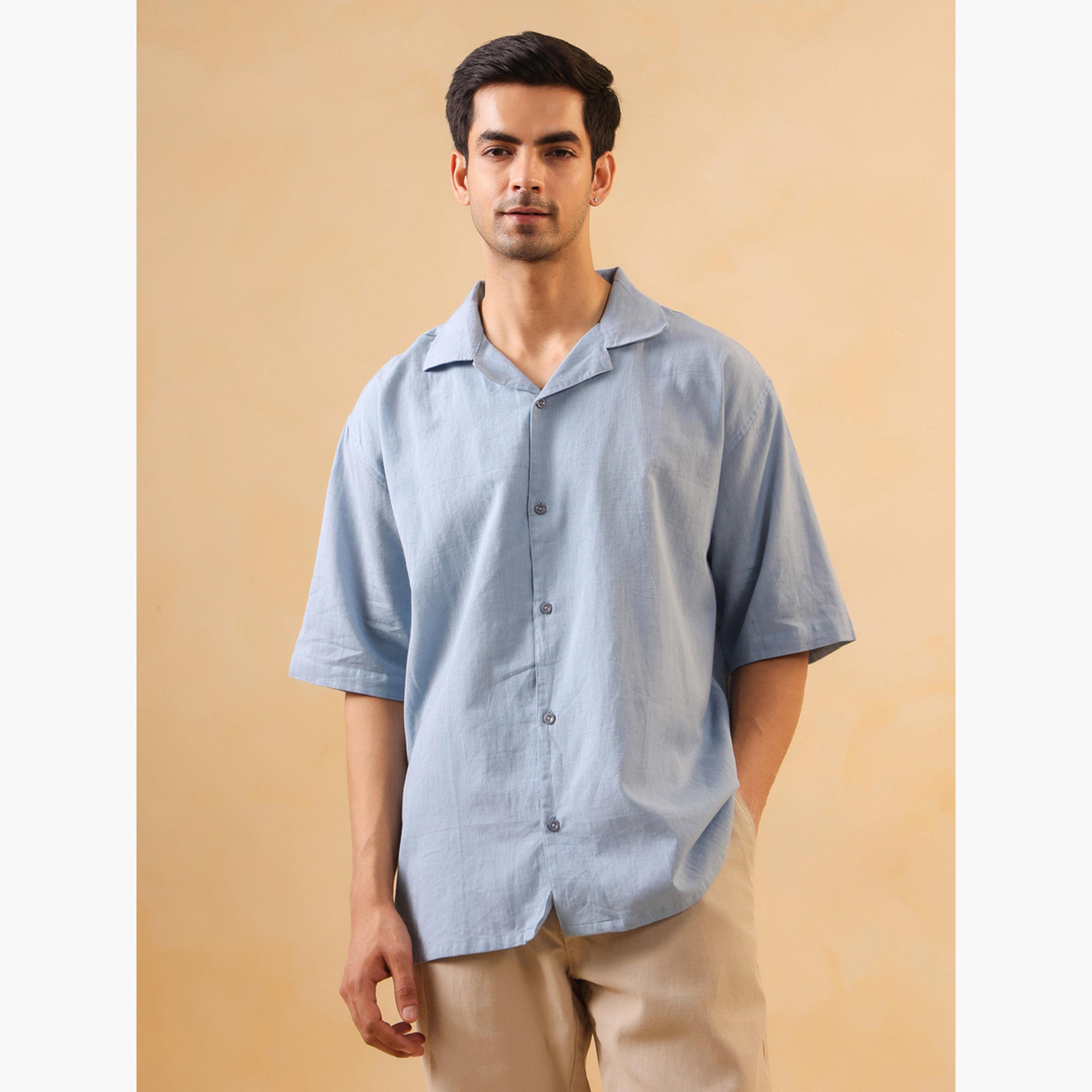 قميص قطن واسع سادة للرجال-men-clothing-shirts-image-1