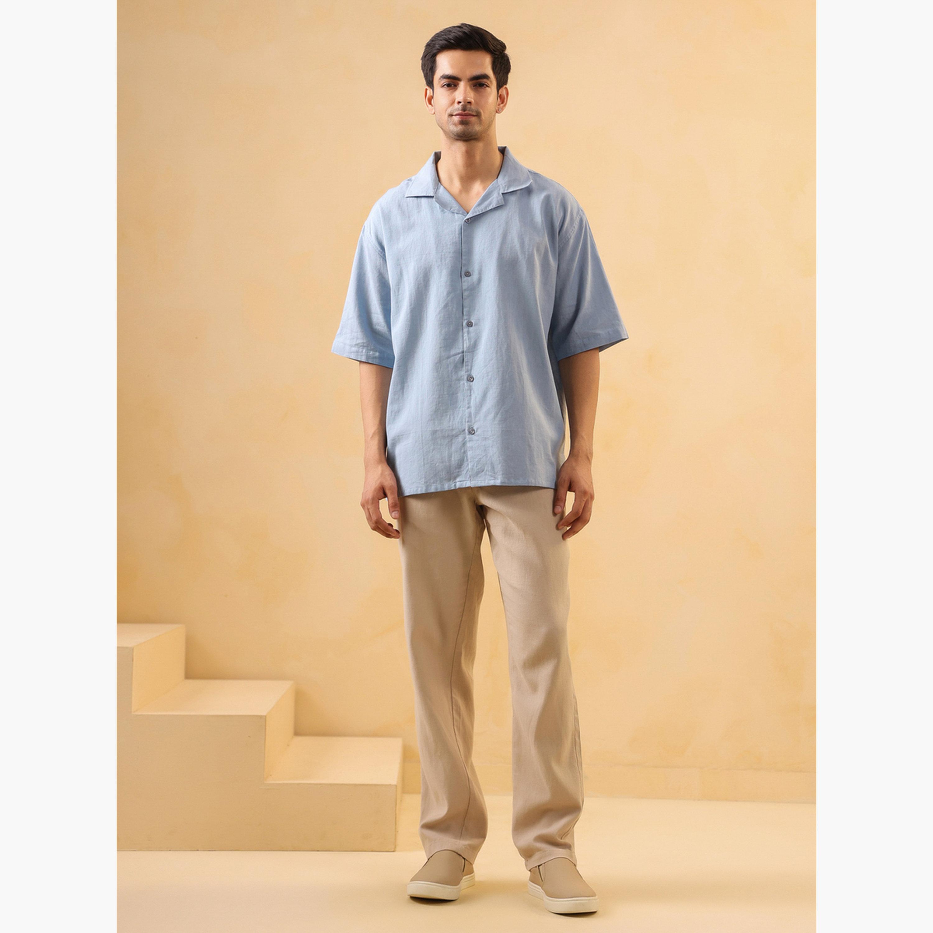 قميص قطن واسع سادة للرجال-men-clothing-shirts-image-2