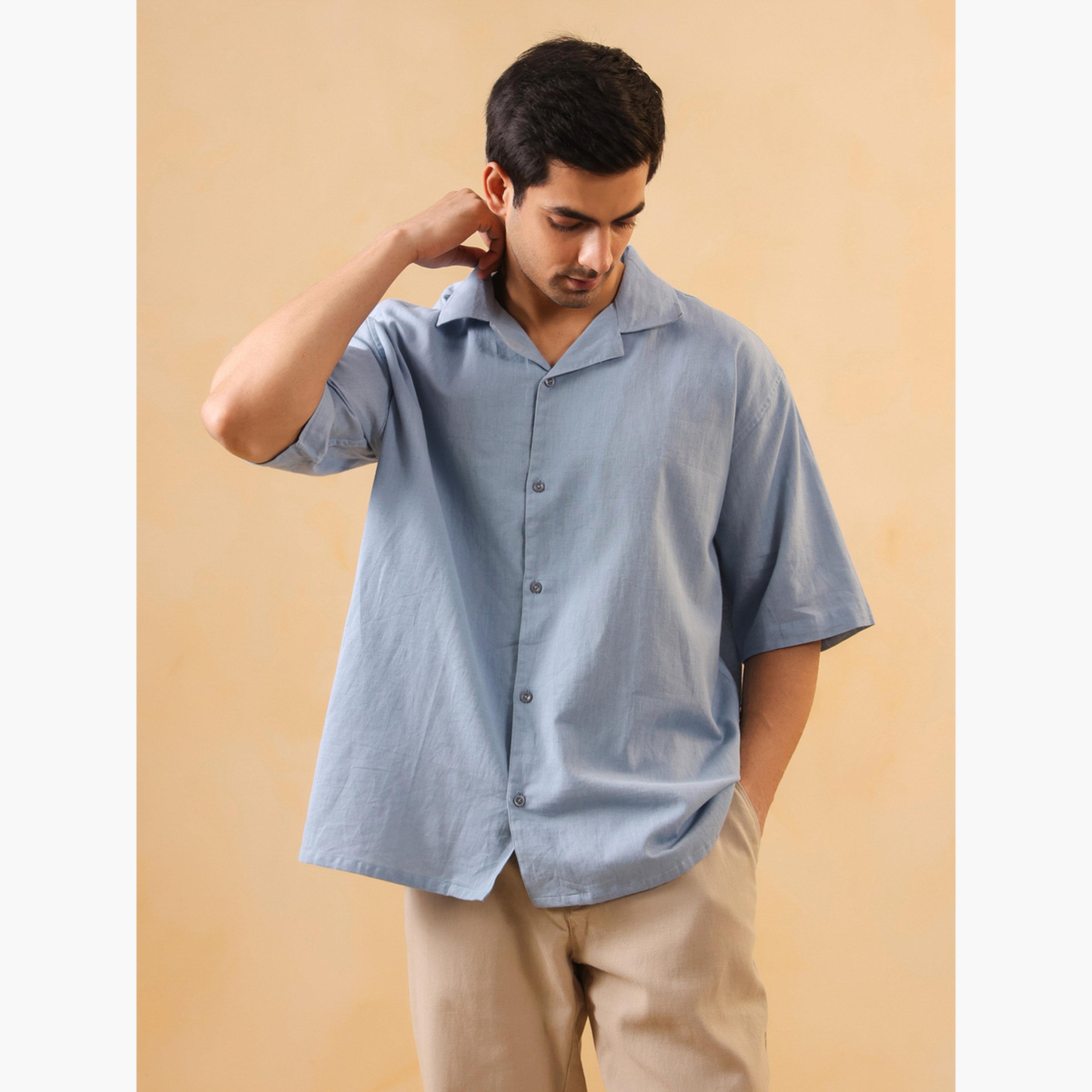 قميص قطن واسع سادة للرجال-men-clothing-shirts-image-4